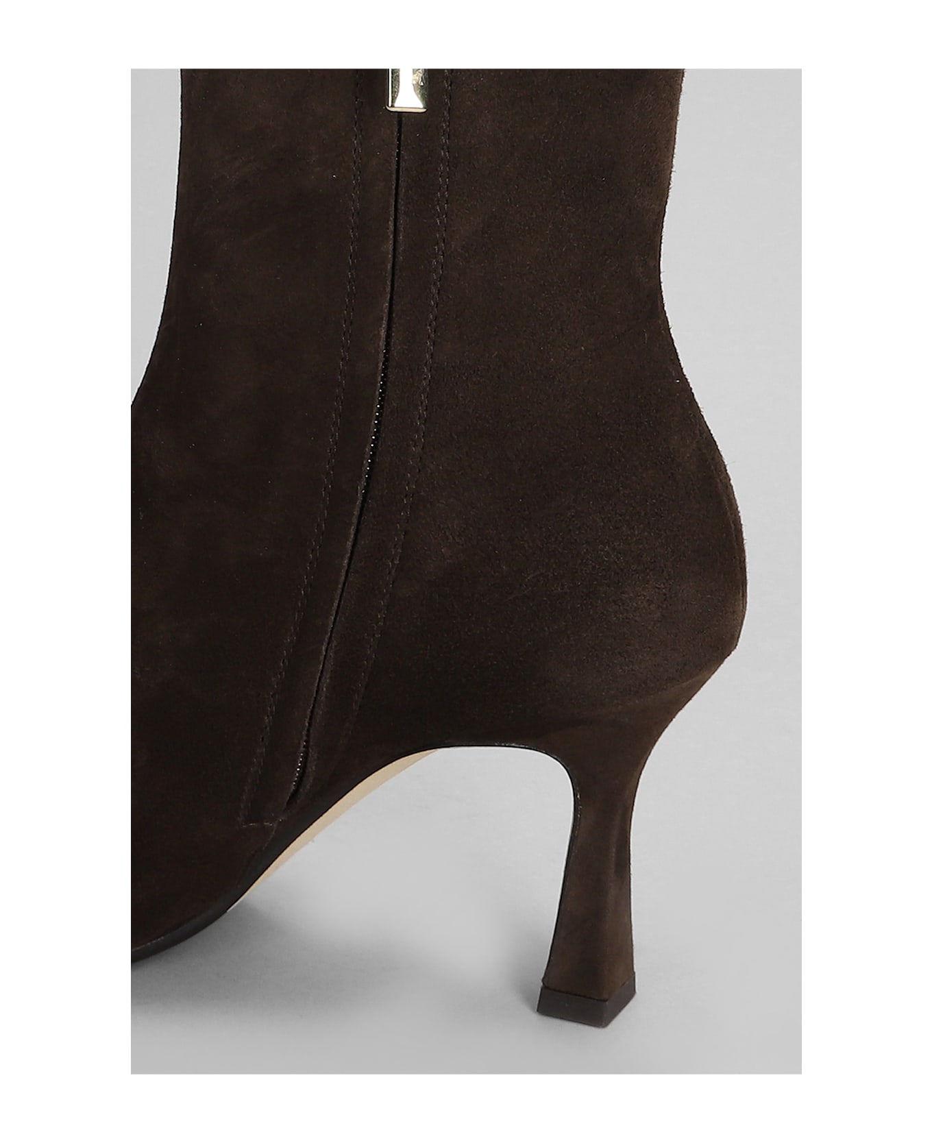 Julie Dee High Heels Ankle Boots In Dark Brown Suede - dark brown