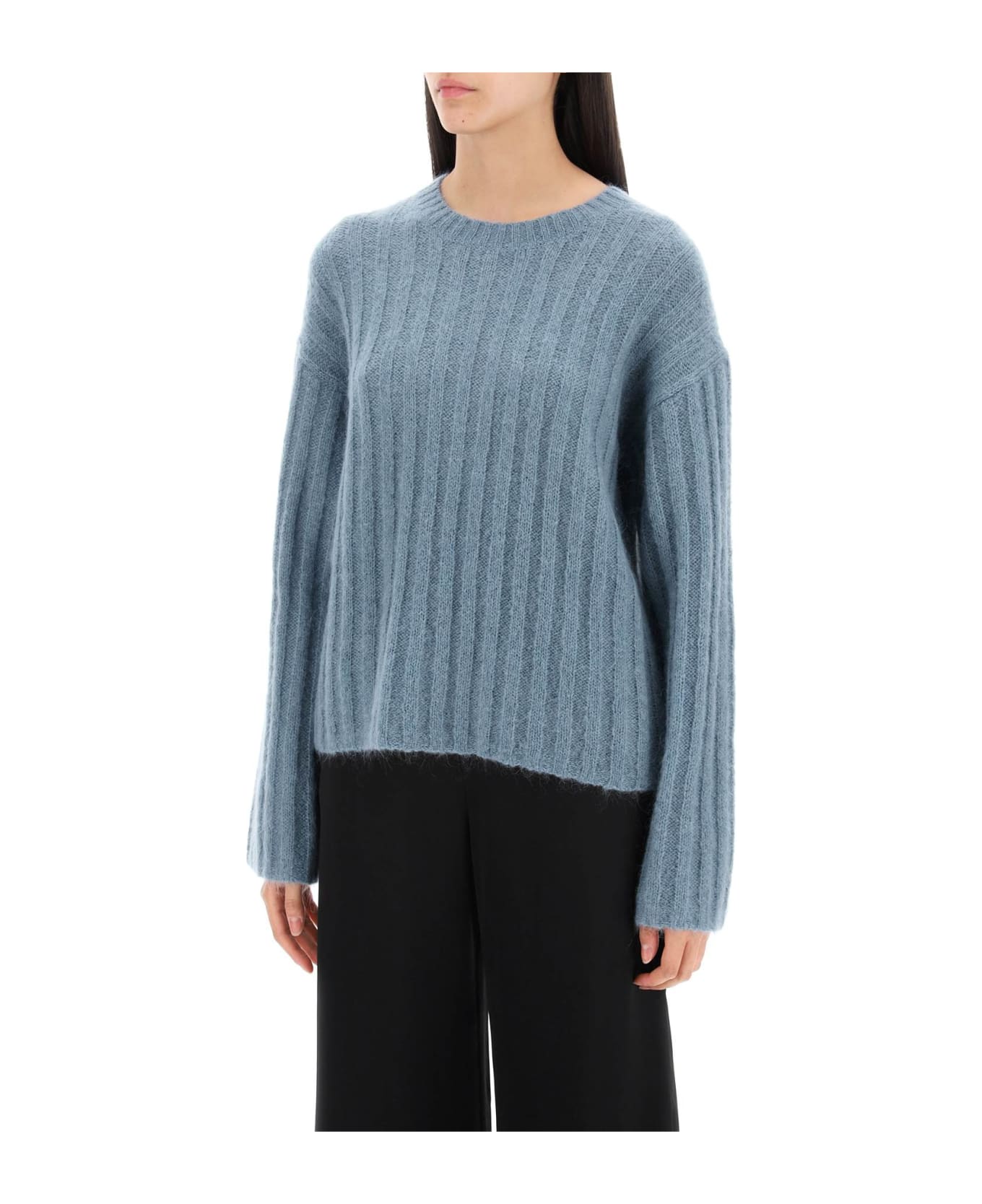 By Malene Birger Ribbed Knit Pullover Sweater - COOL WATER (Light blue)