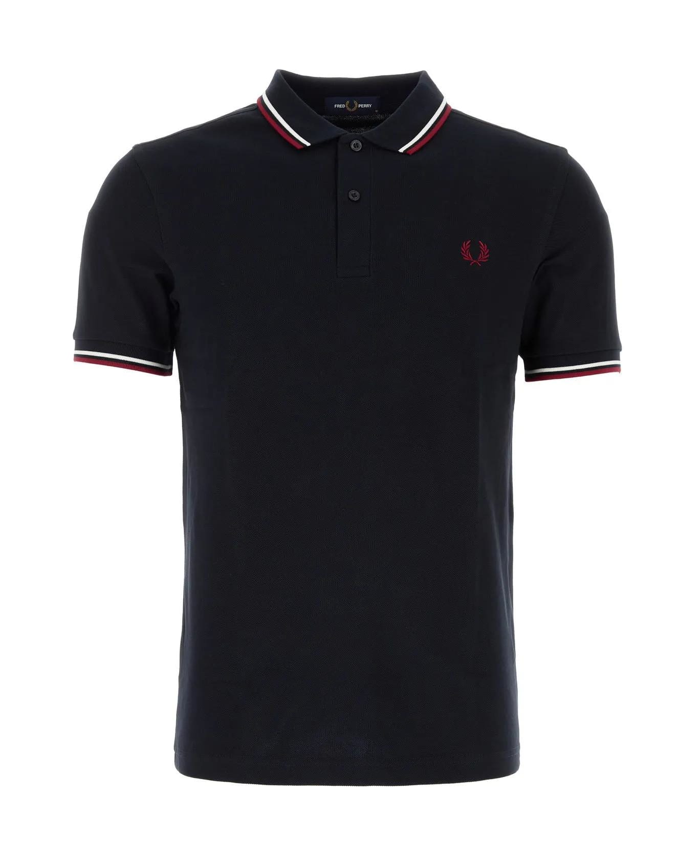 Fred Perry Midnight Blue Piquet Polo Shirt - Nvy/snwht/bntred