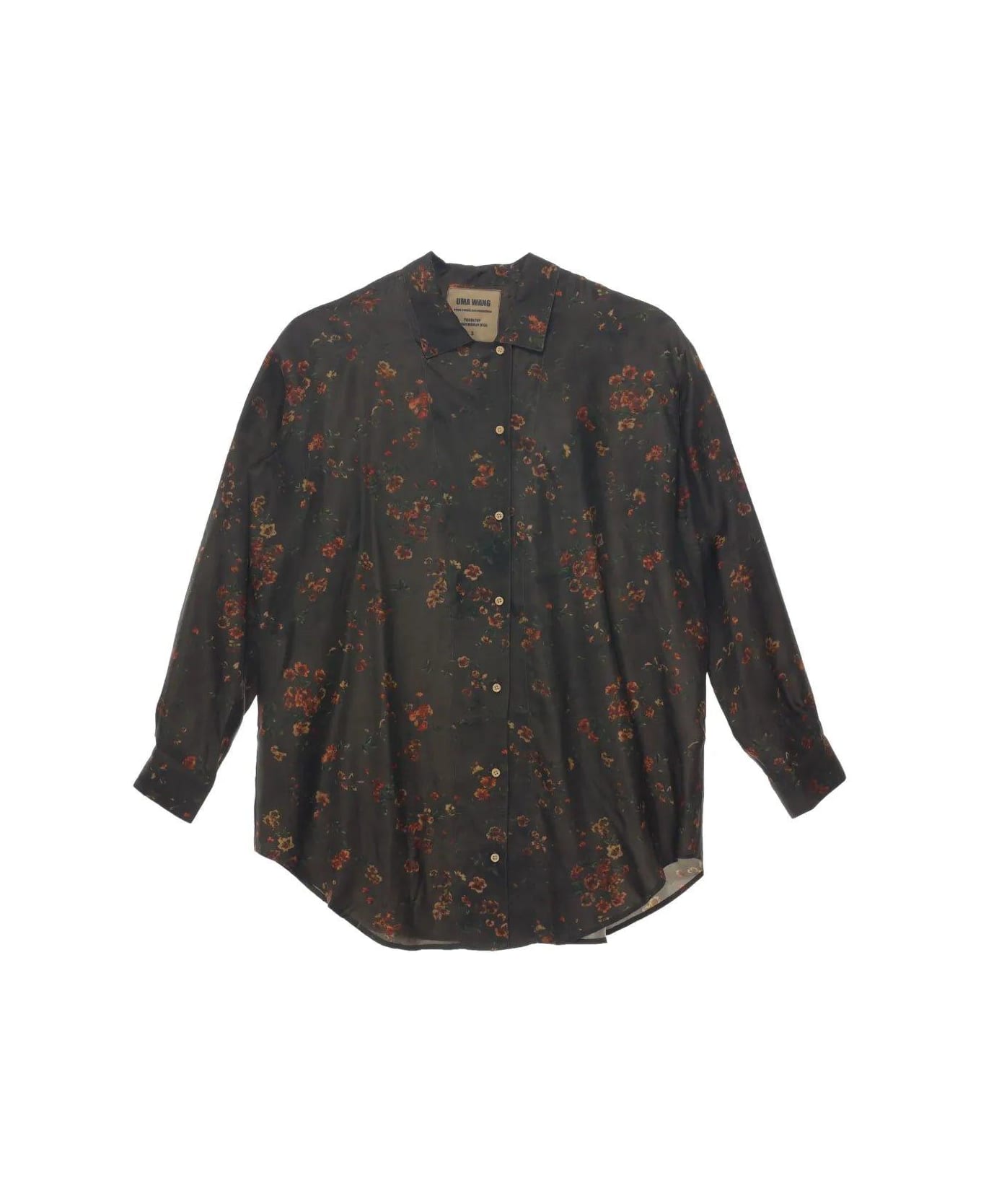 Uma Wang Floral Printed Curved Hem Shirt - GREEN