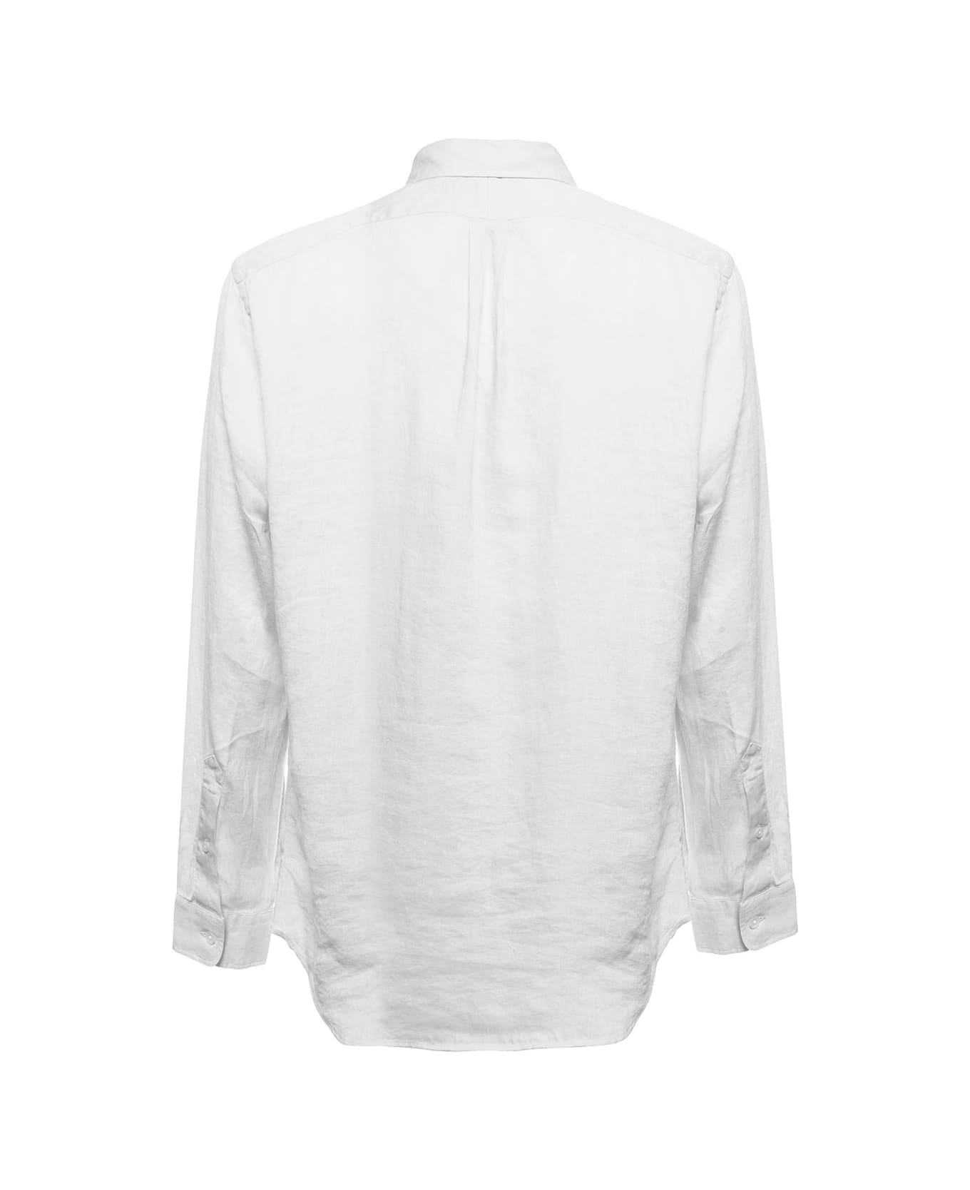 Polo Ralph Lauren Man 's White Linen Shirt With Logo - White