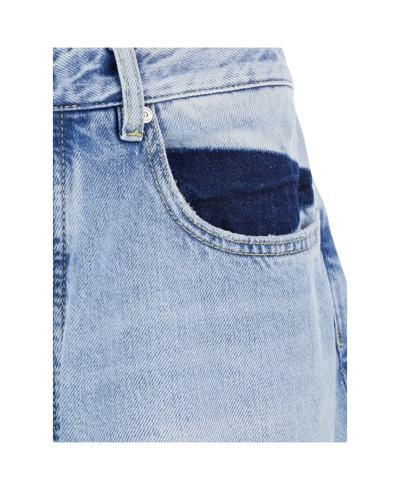 Icon Denim Light Blue Jeans With Cut-out Details On The Front And Wide Leg In Denim Man - Blue
