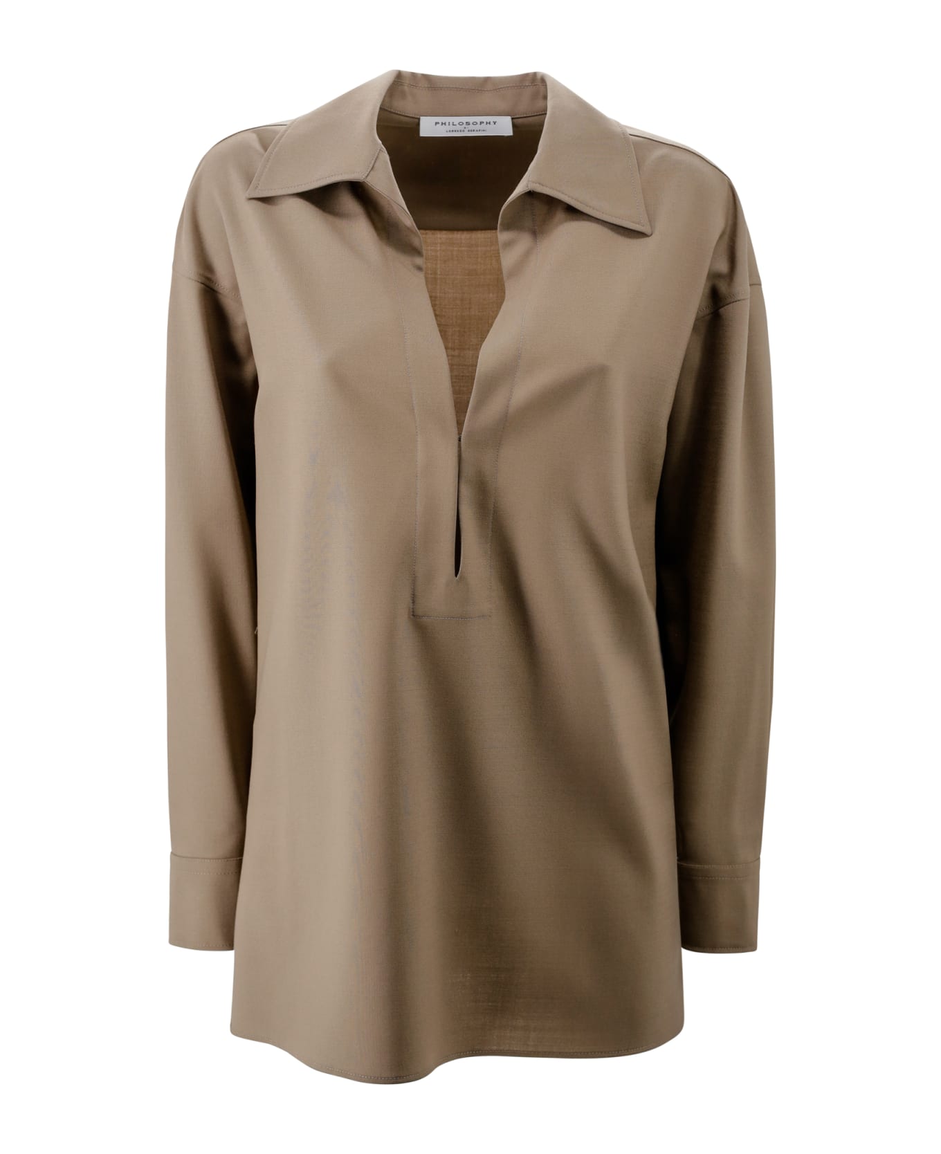 Philosophy di Lorenzo Serafini V-neck Long-sleeved Blouse - Beige