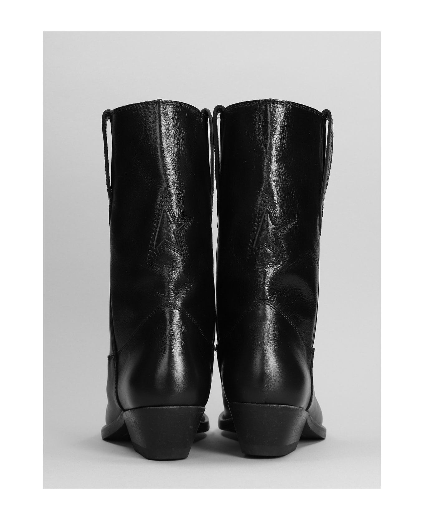 Golden Goose Wish Star Texan Boots In Black Leather - black
