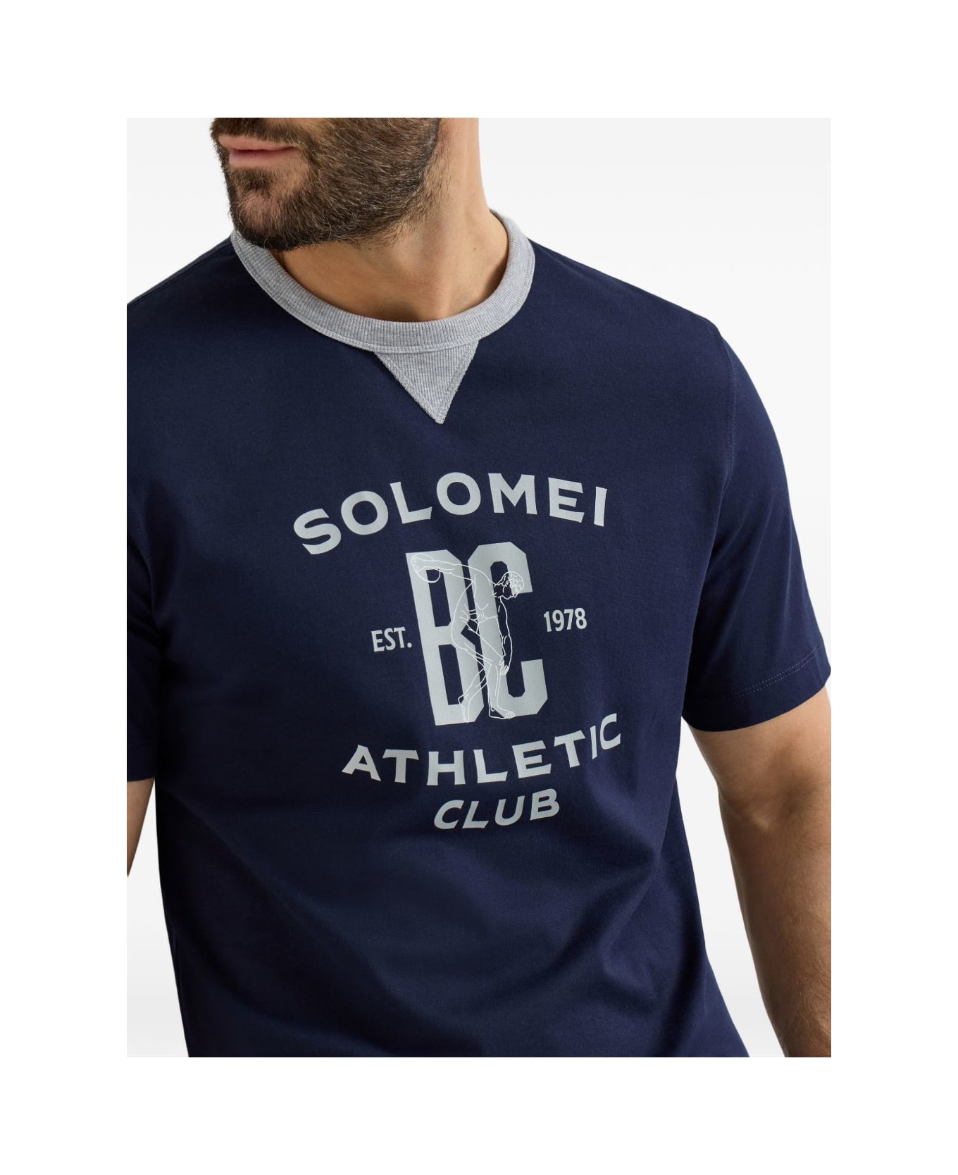 Brunello Cucinelli Logo Cotton T-shirt - Blue