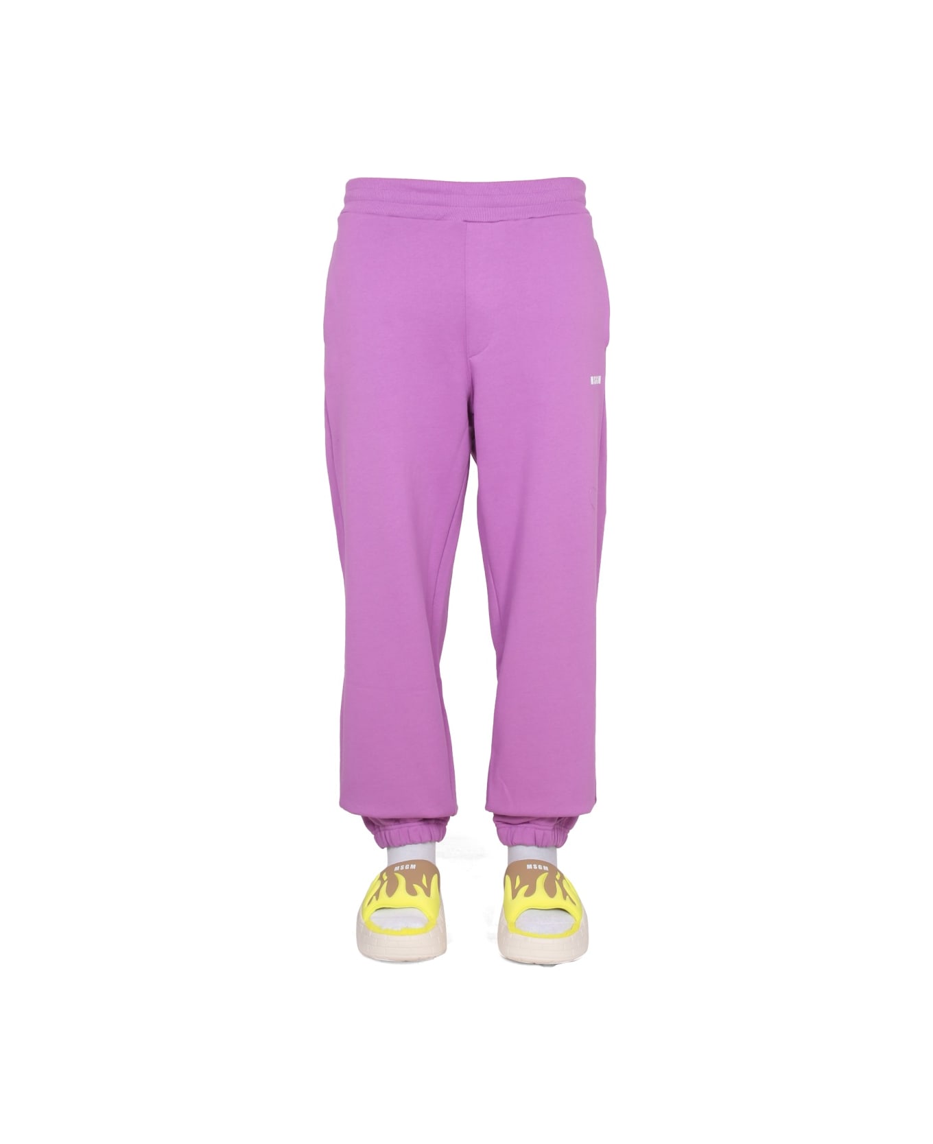 MSGM Jogging Pants With Logo - LILAC