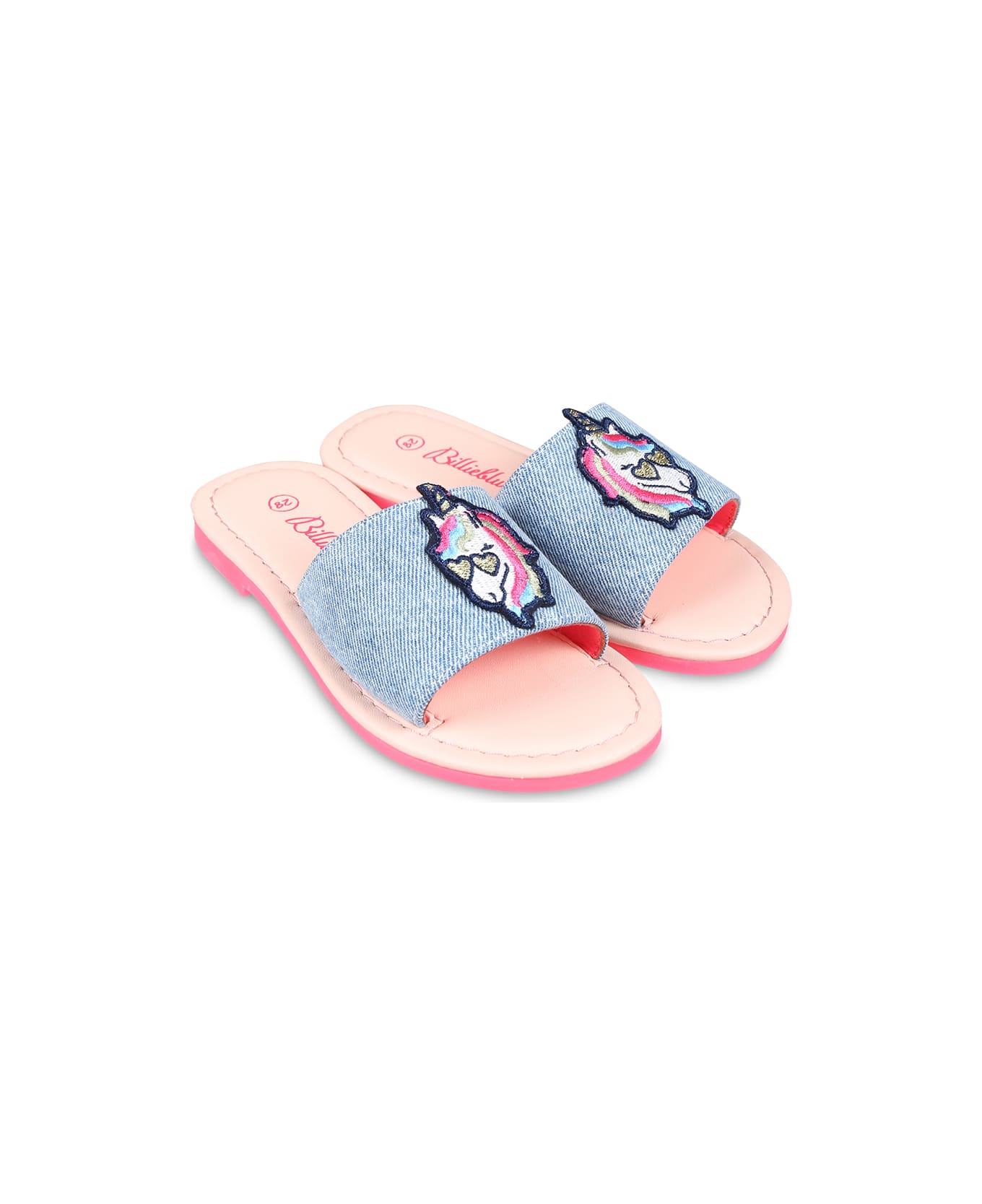 Billieblush Light Blue Slippers For Girl With Unicorn - Multicolor
