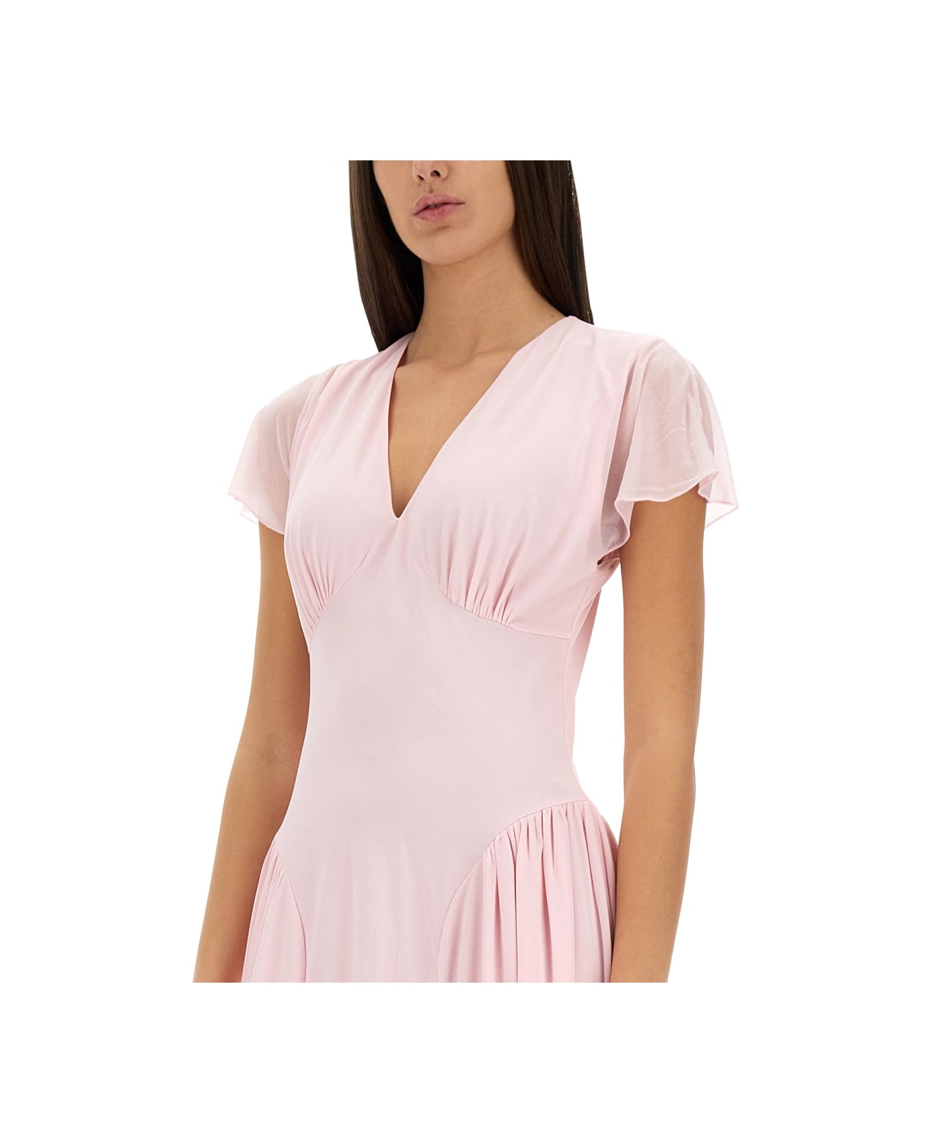 Rotate by Birger Christensen Long Dress With Drape - PINK