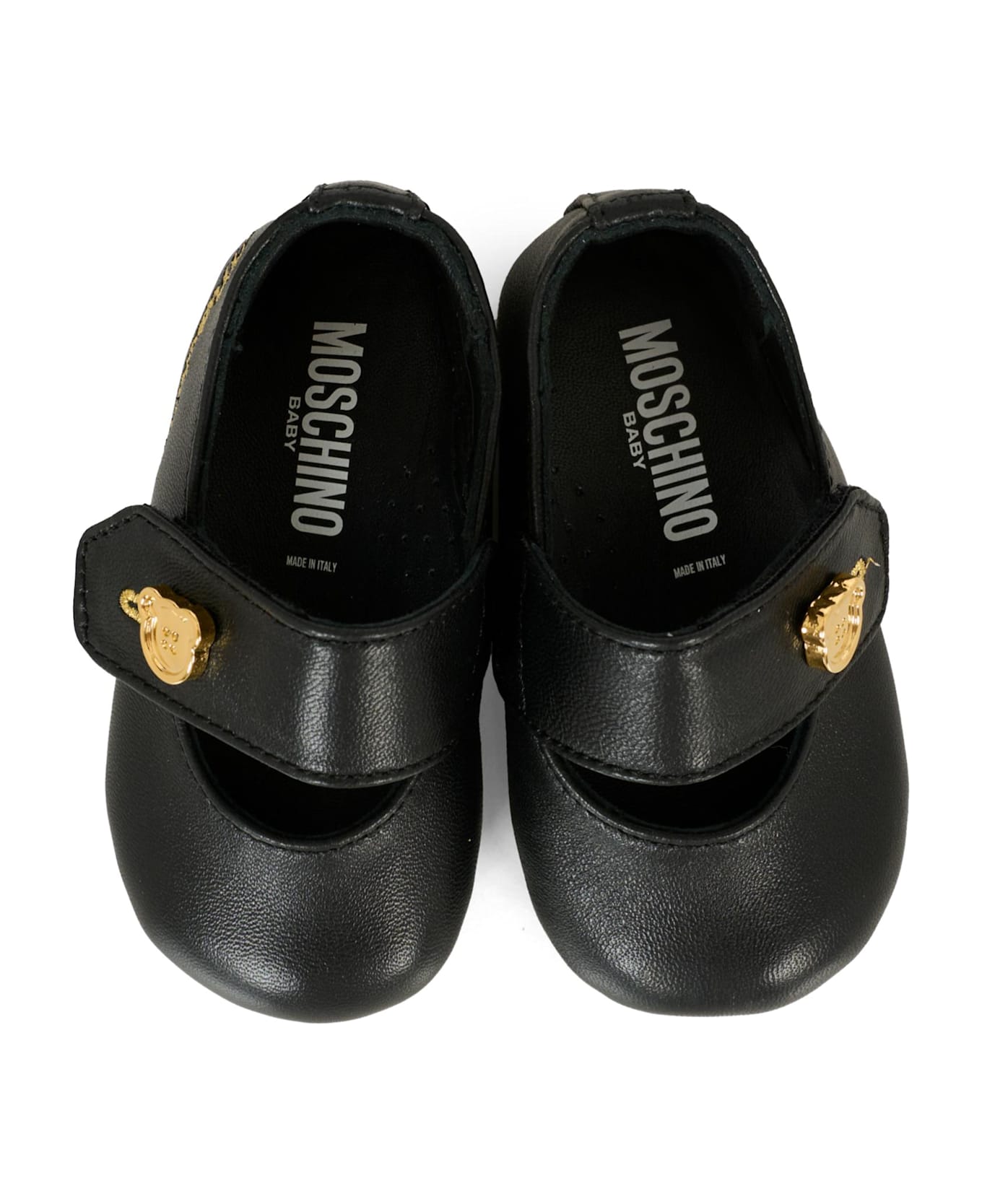 Moschino Black Ballet Flats For Baby Girl With Logo - Black