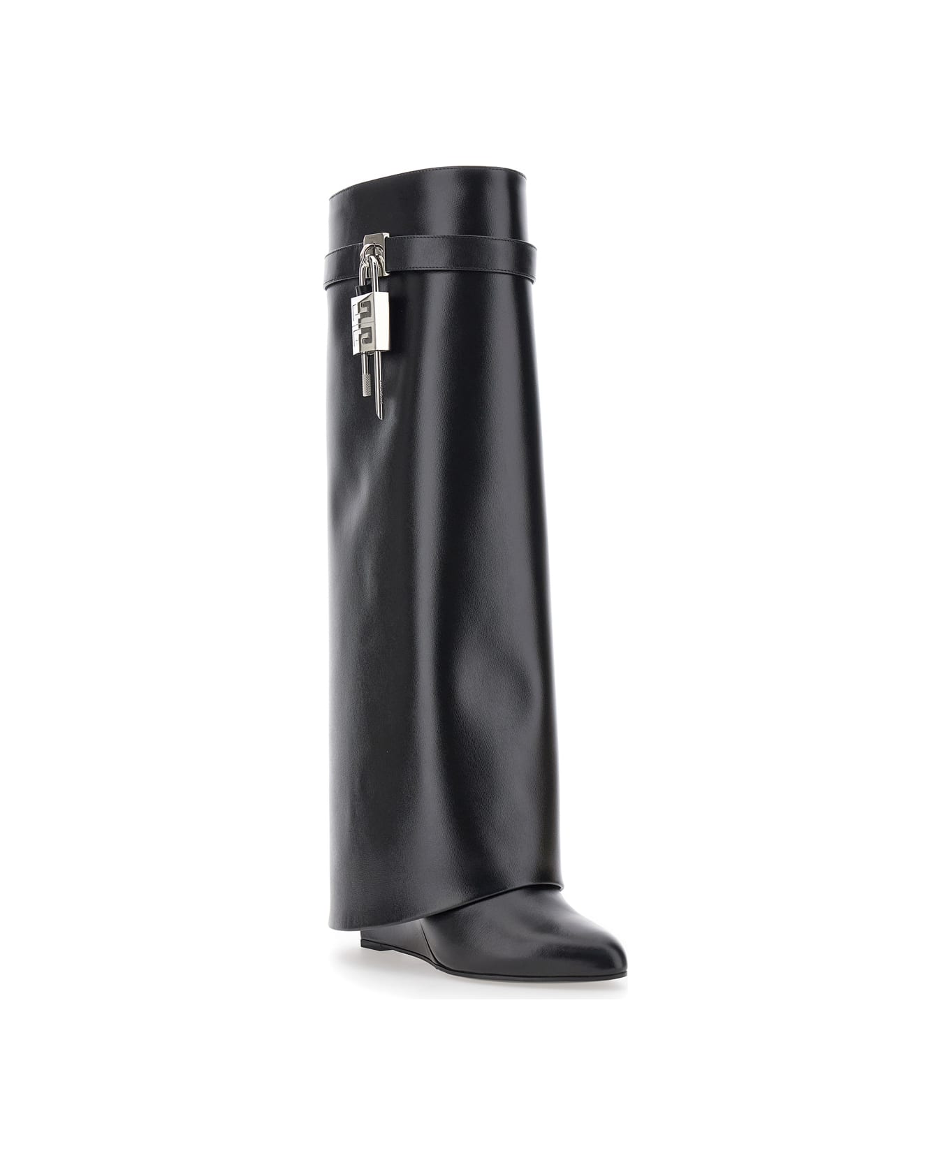 Givenchy 'shark' Black Boots With Padlock Detail And Slip-on Style In Leather Woman - Black