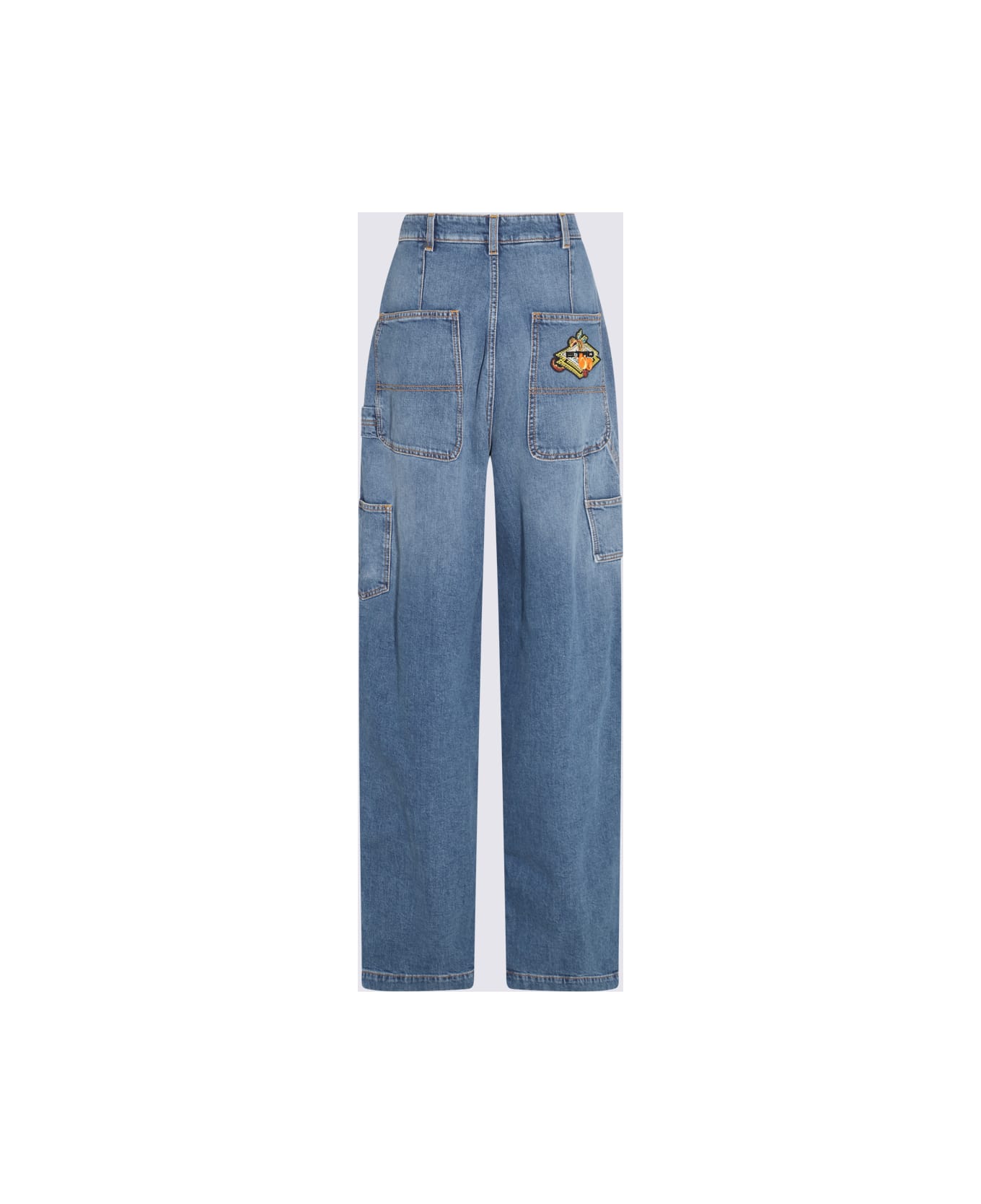 Etro Blue Denim Cotton Jeans - Yellow