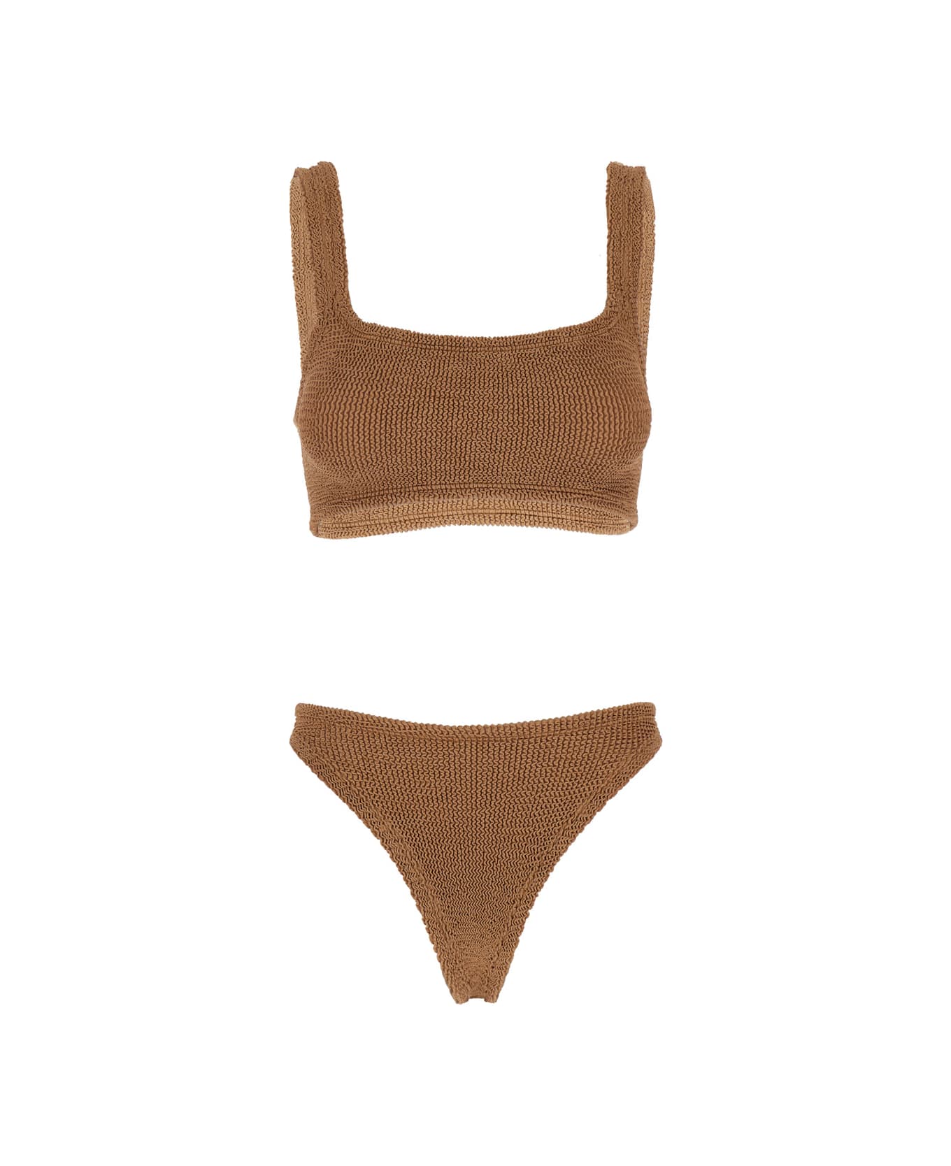 Hunza G 'xandra' Brown Bikini With Fixed Straps In Ribbed Stretch Polyamide Woman - Brown 水着