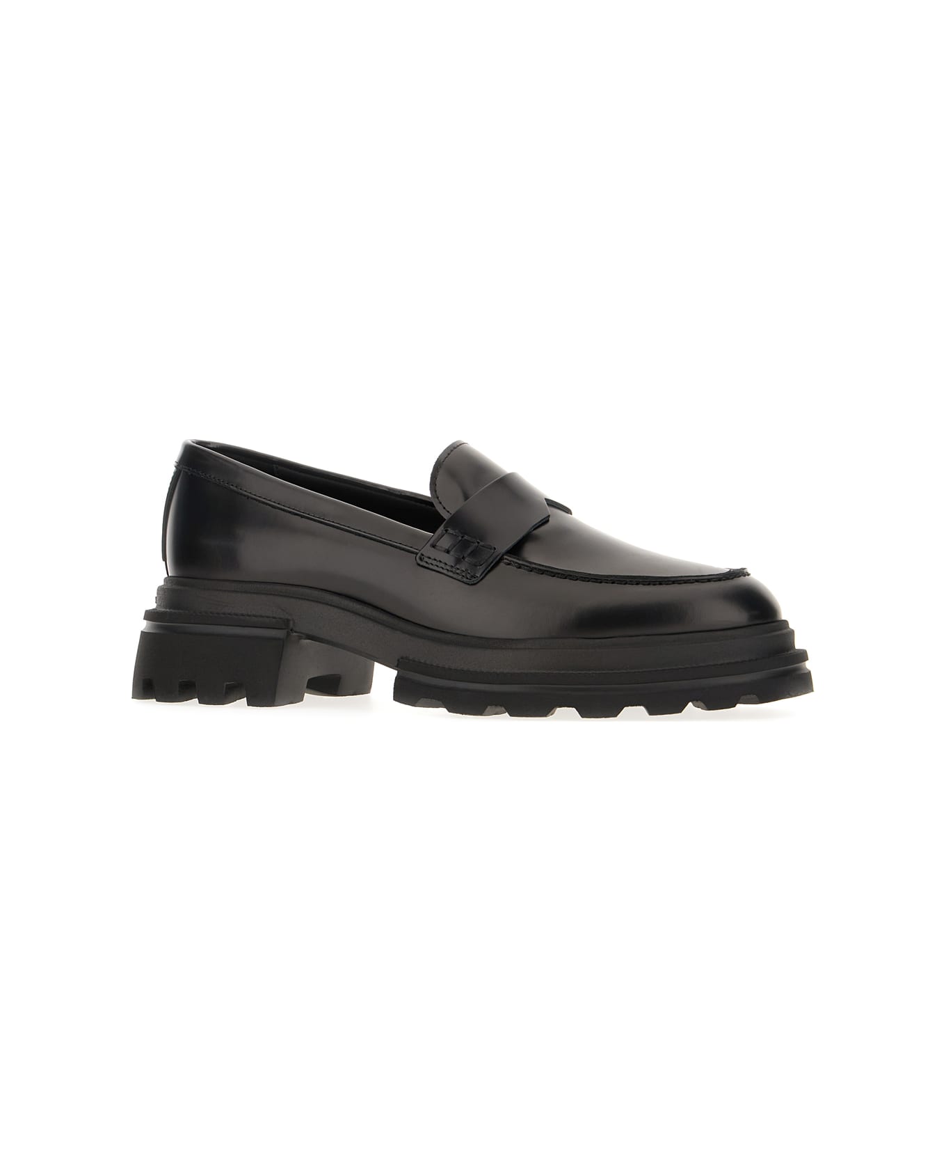 Hogan Black Leather H674 Loafers - Nero