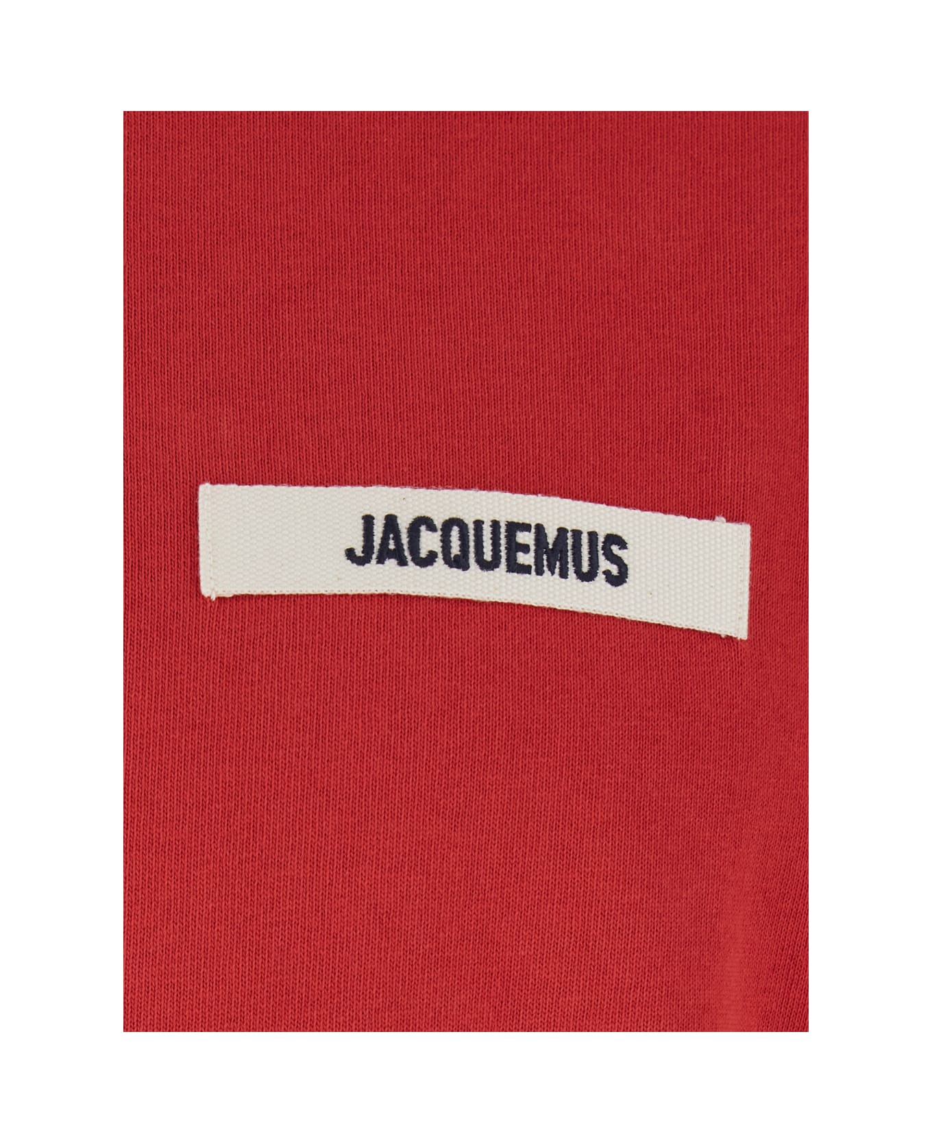Jacquemus 
le T-shirt Gros Grain
 Red T-shirt With Logo Patch On The Front In Cotton Man - Red