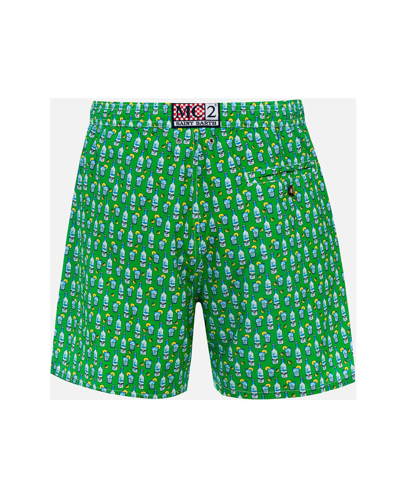 MC2 Saint Barth Man Lightweight Fabric Swim-shorts Lighting Micro Fantasy With Tequila Print - GREEN