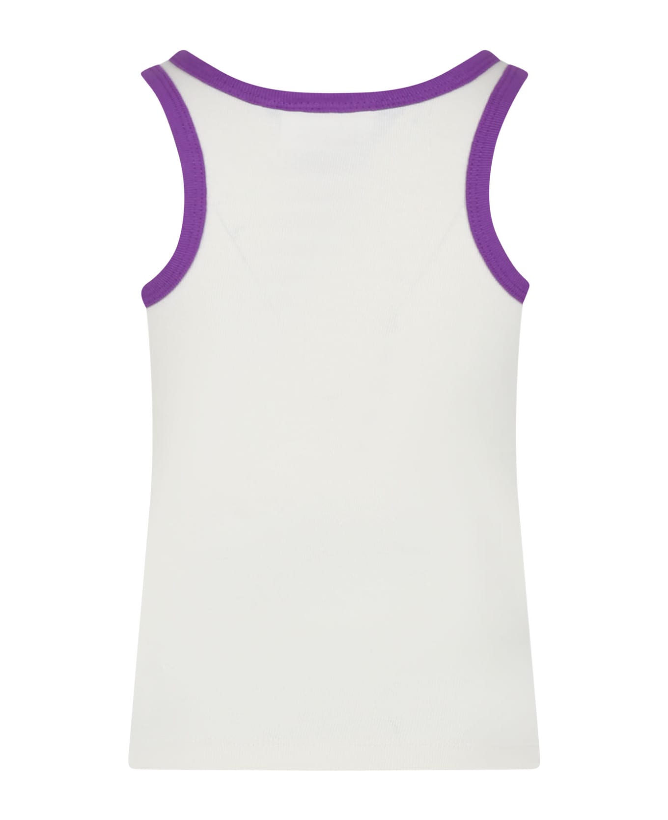 Molo Ivory Tank Top For Girl With Hearts Print - Ivory Tシャツ＆ポロシャツ