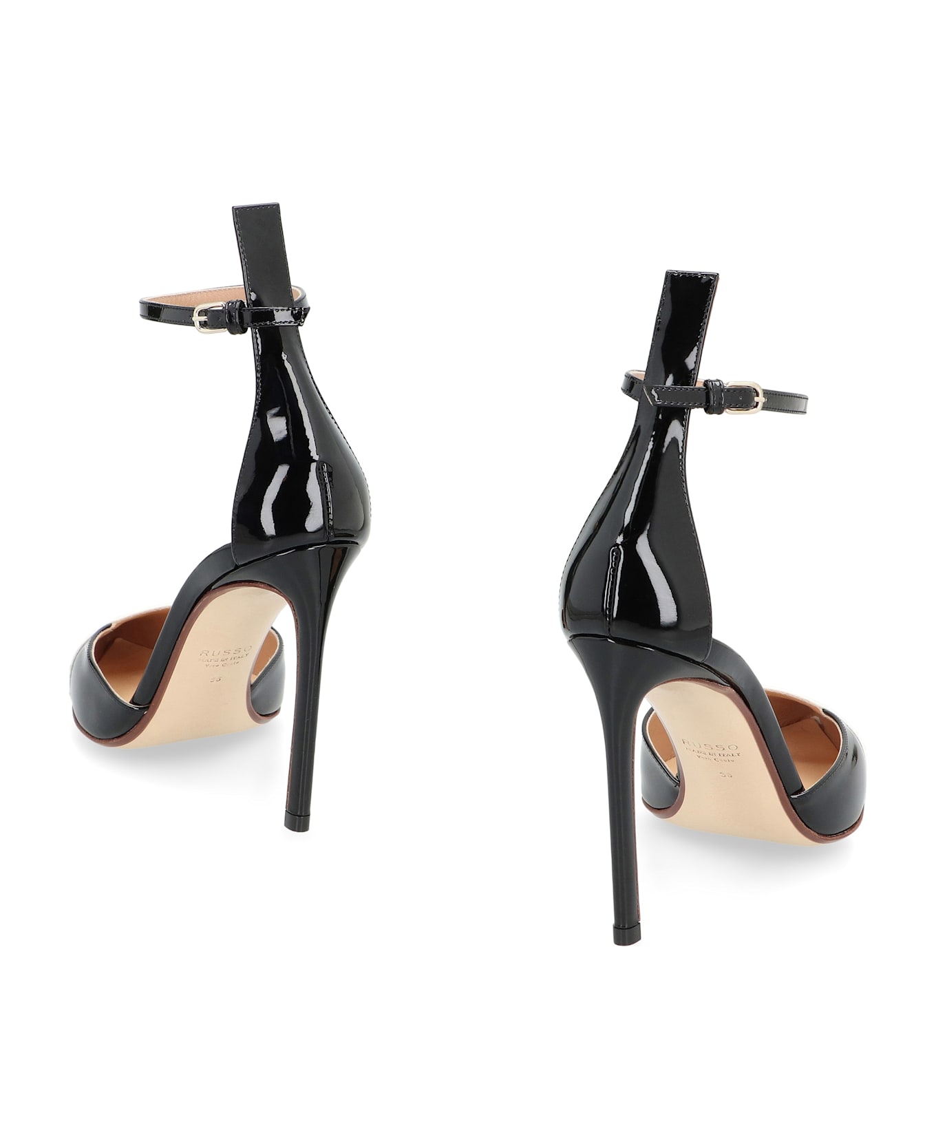 Francesco Russo Patent Leather Heel Sandals - black