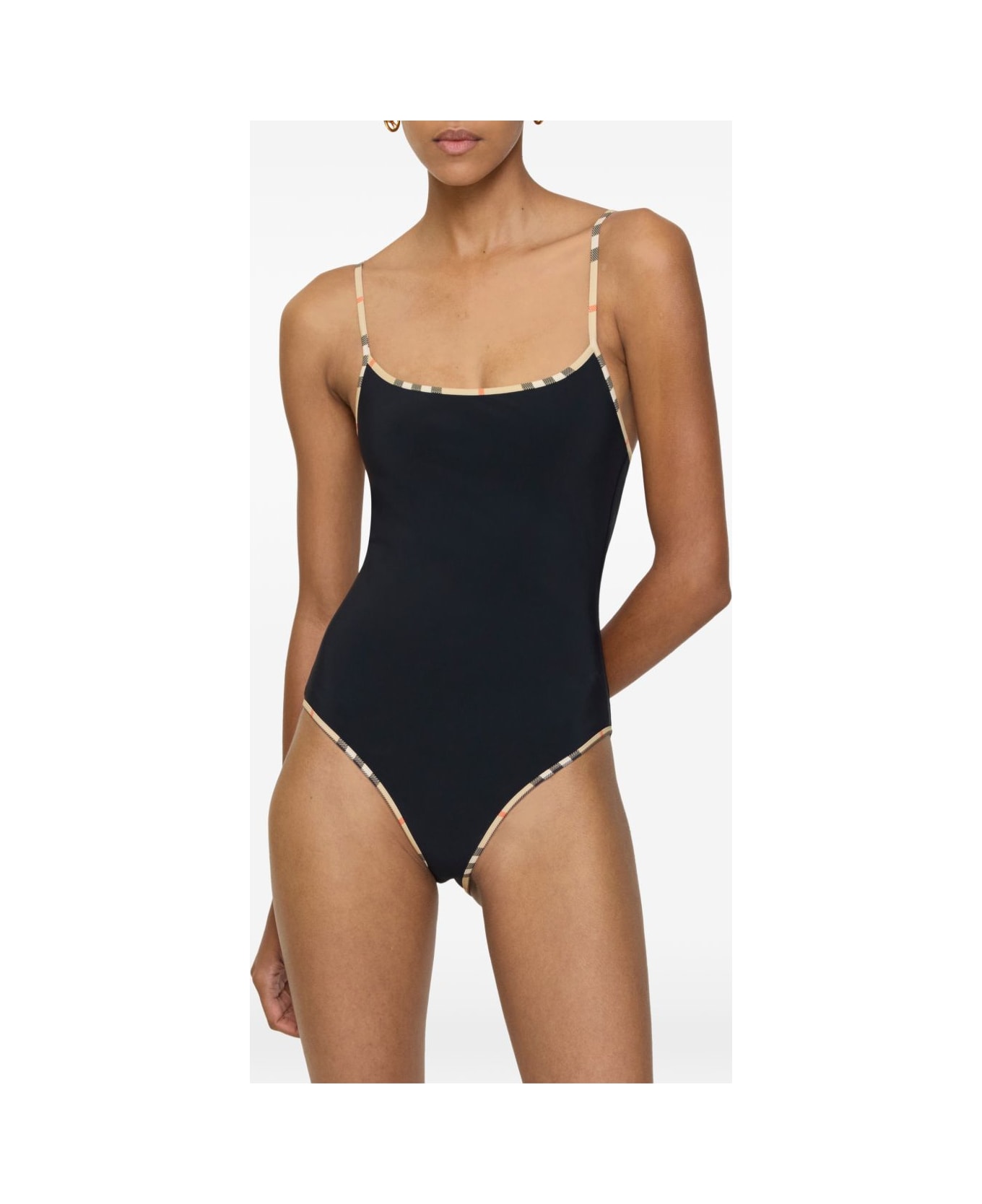 Burberry Check Detail Swimsuit - Black