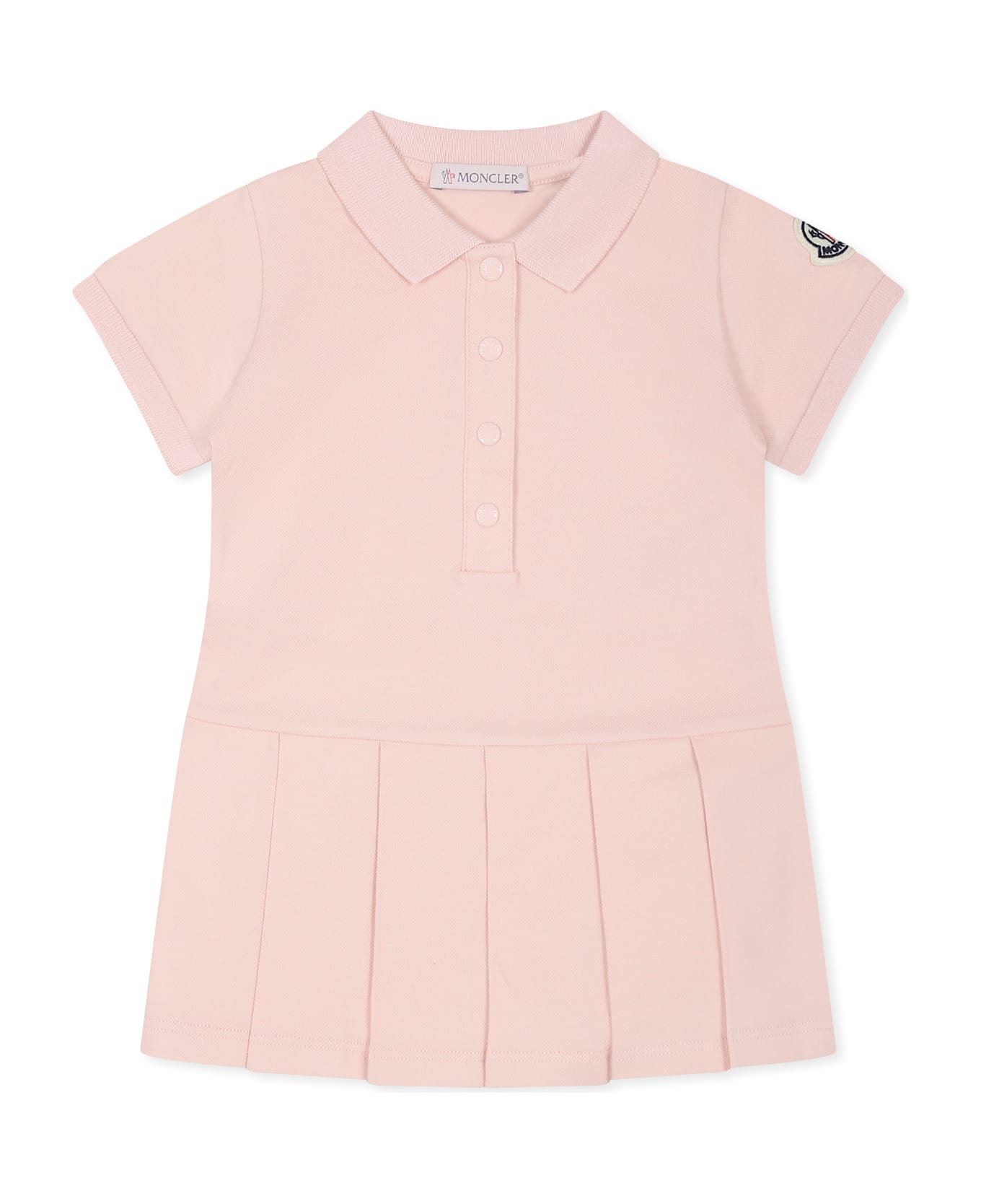 Moncler Pink Dress For Baby Girl With Logo - Pink