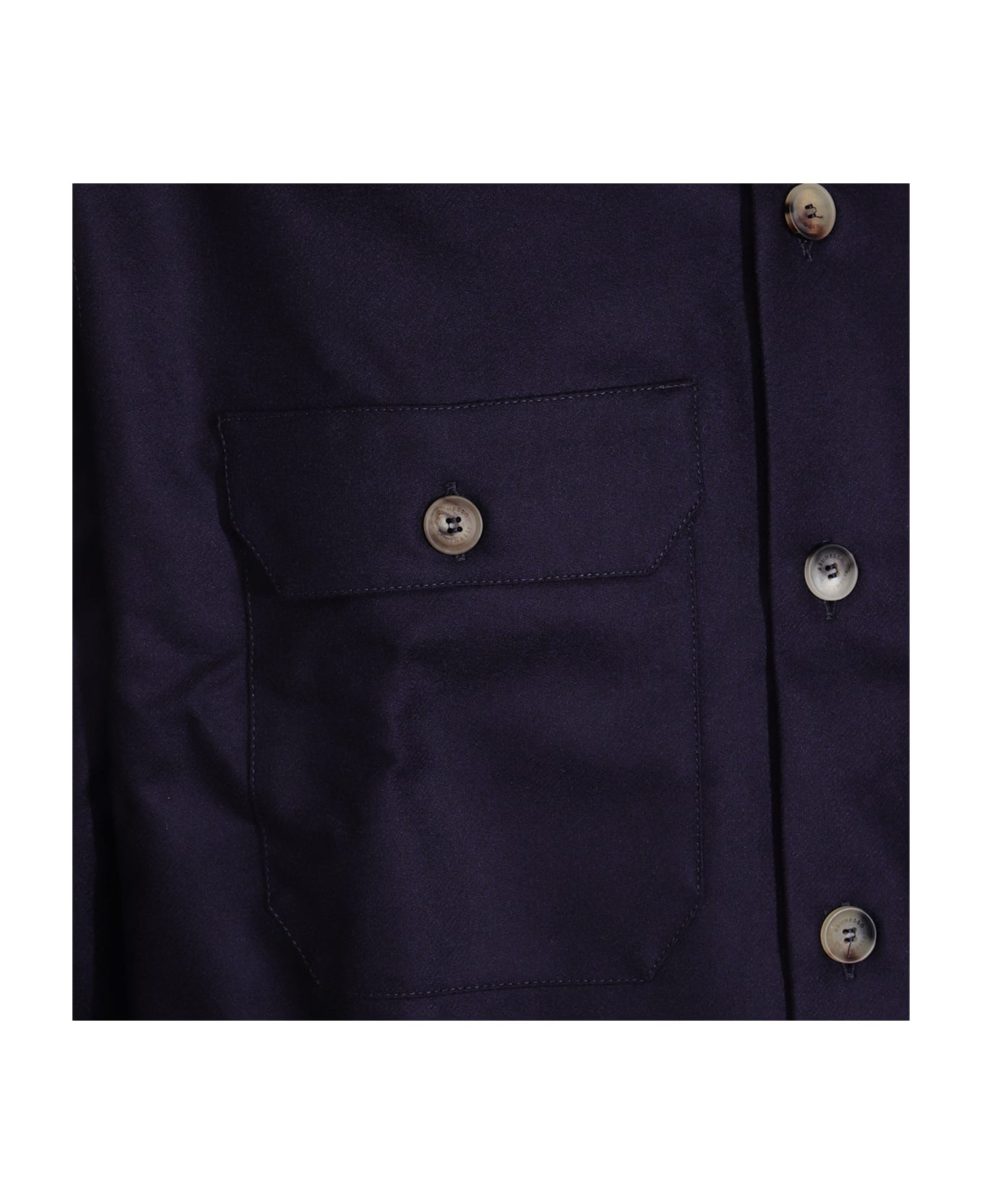 Brunello Cucinelli Navy Wool Shirt - Blue