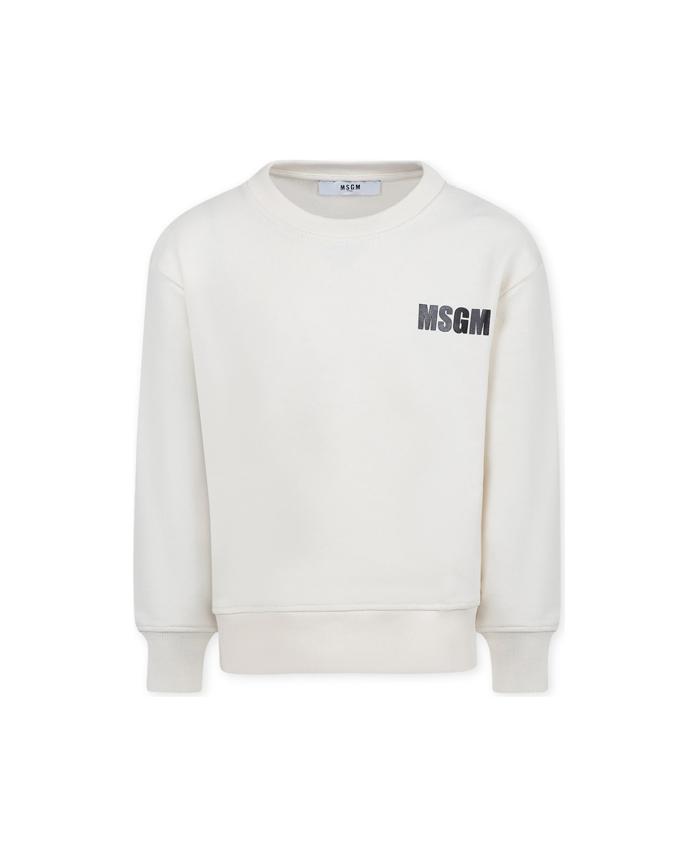 MSGM Ivory Sweatshirt For Kids With Logo - Ivory