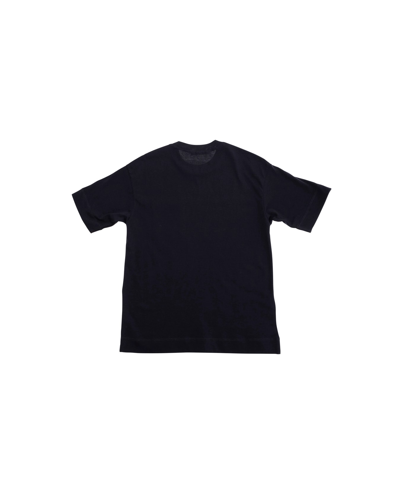Marni Blue Crewneck T-shirt With Logo Lettering On The Front In Cotton Boy - Blu