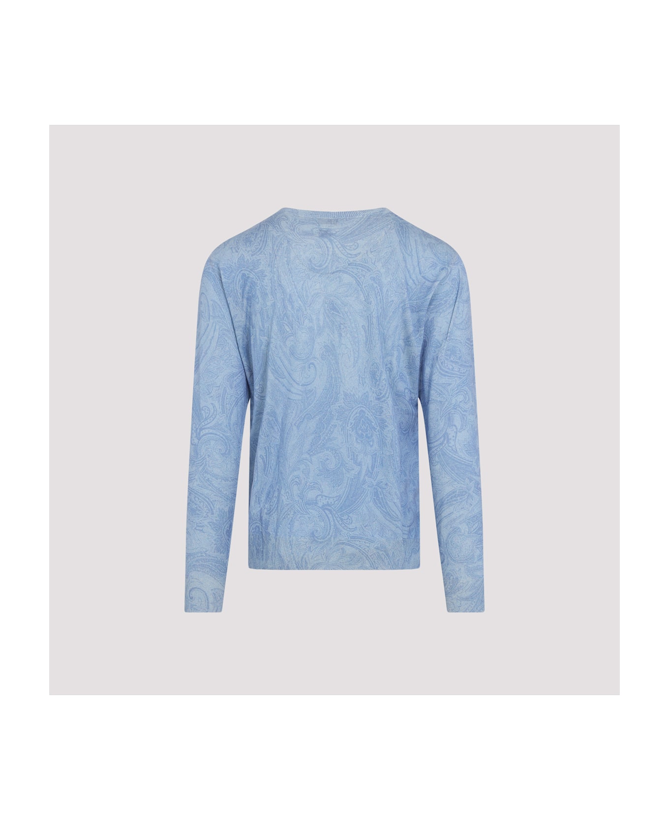 Etro Knitted C-neck Pullover - Print On Pale Blue Base