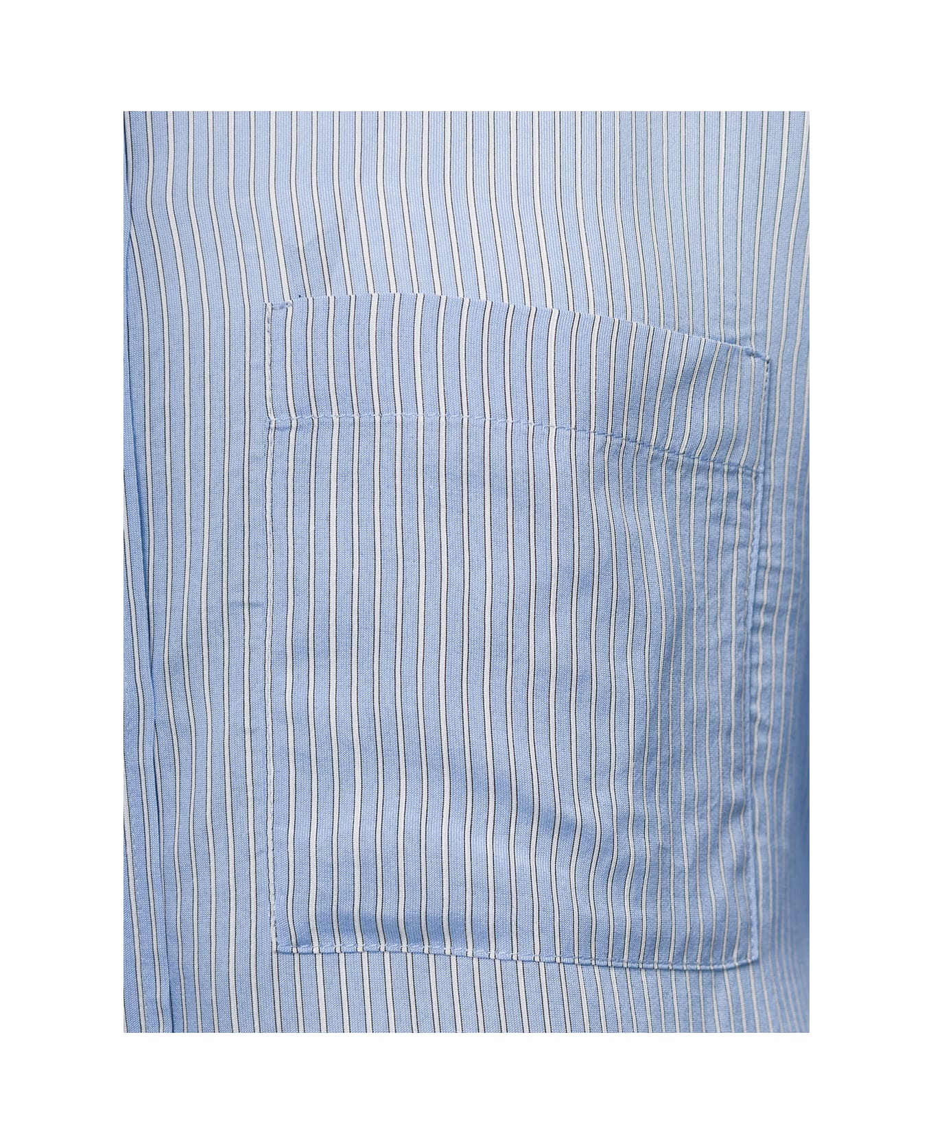 Douuod Light Blue Long-sleeve Striped Shirt In Viscose And Silk Woman - Light blue