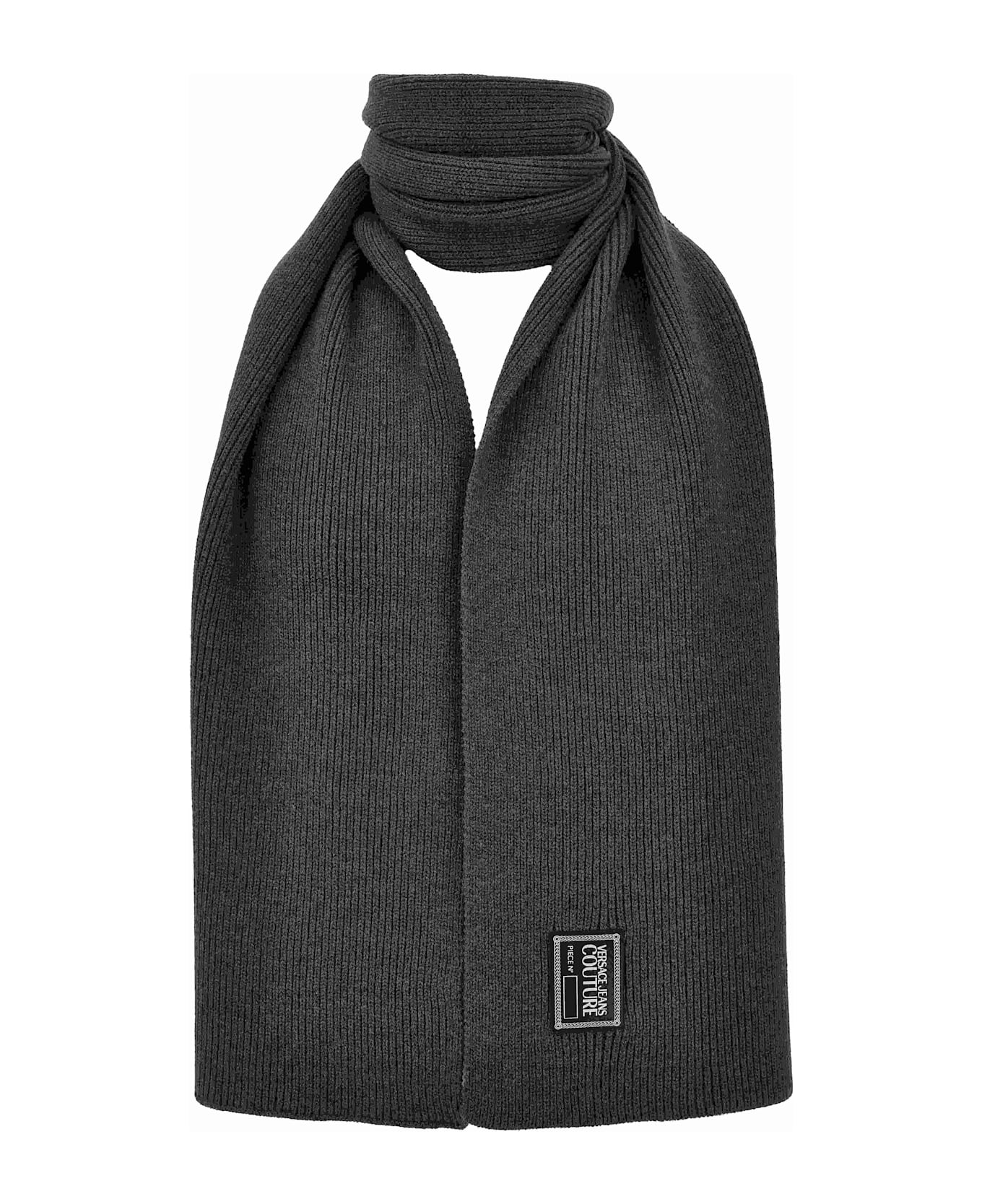 Versace Jeans Couture Black Scarf With Logo Patch - Black