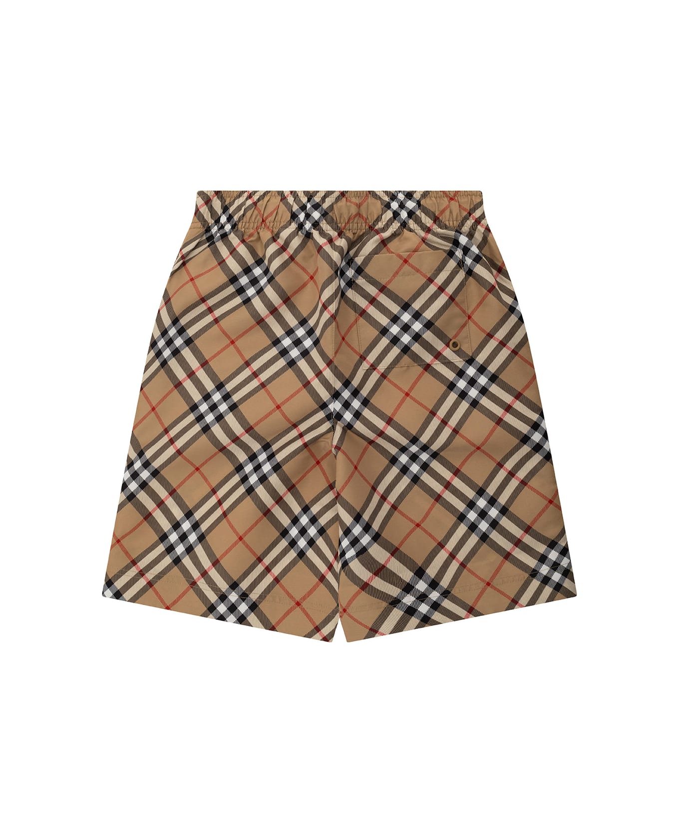 Burberry Beige Shorts With Check Motif In Fabric Boy - Beige