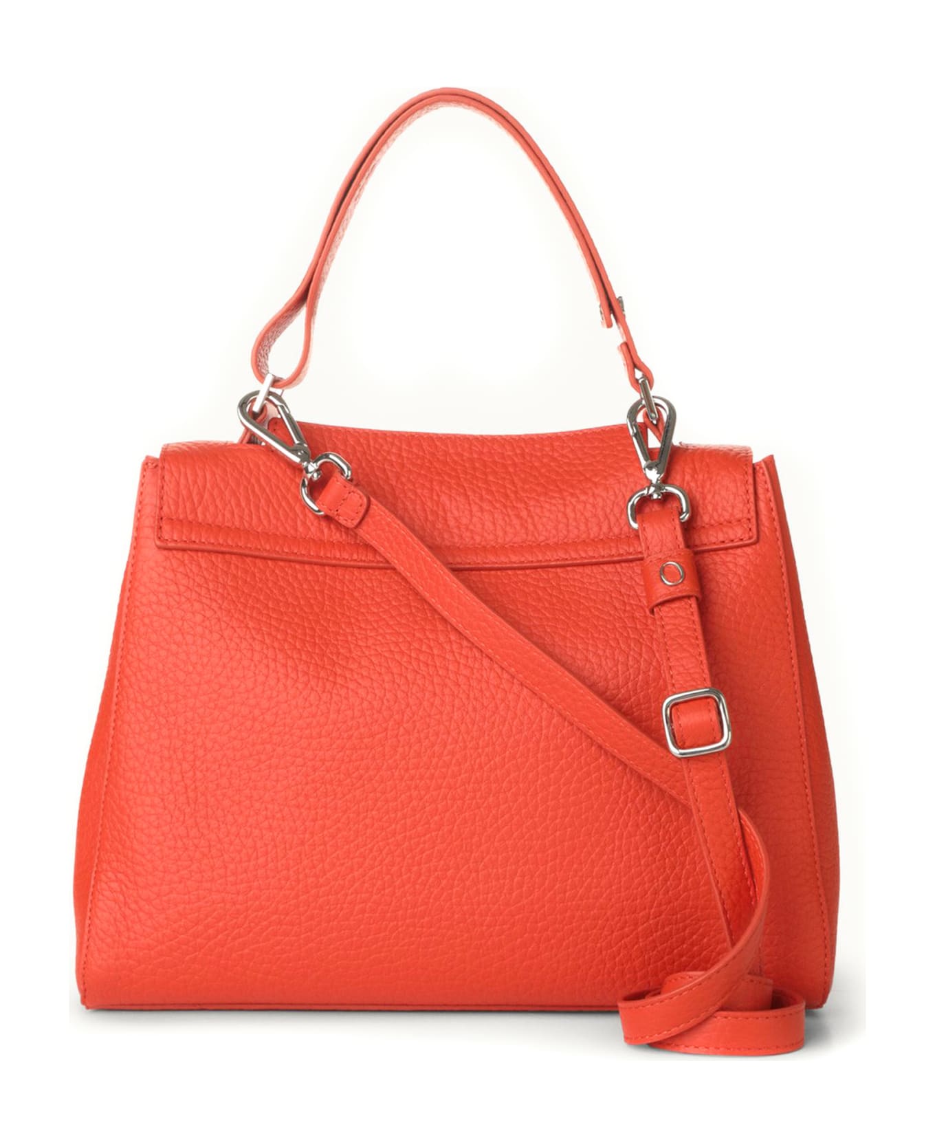 Orciani Sveva Soft Medium Leather Shoulder Bag - Orange