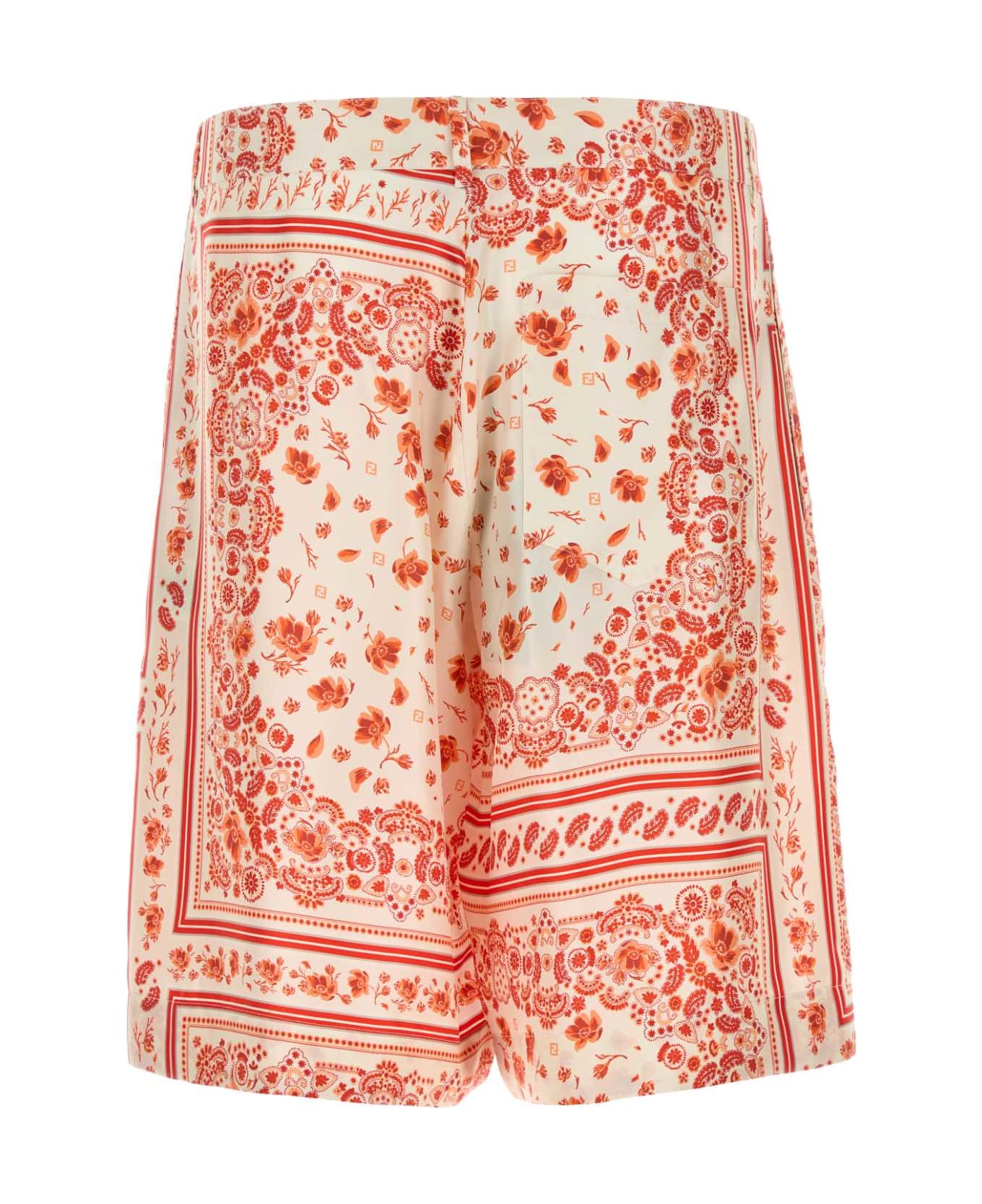 Fendi Printed Silk Bermuda Shorts - CORAL