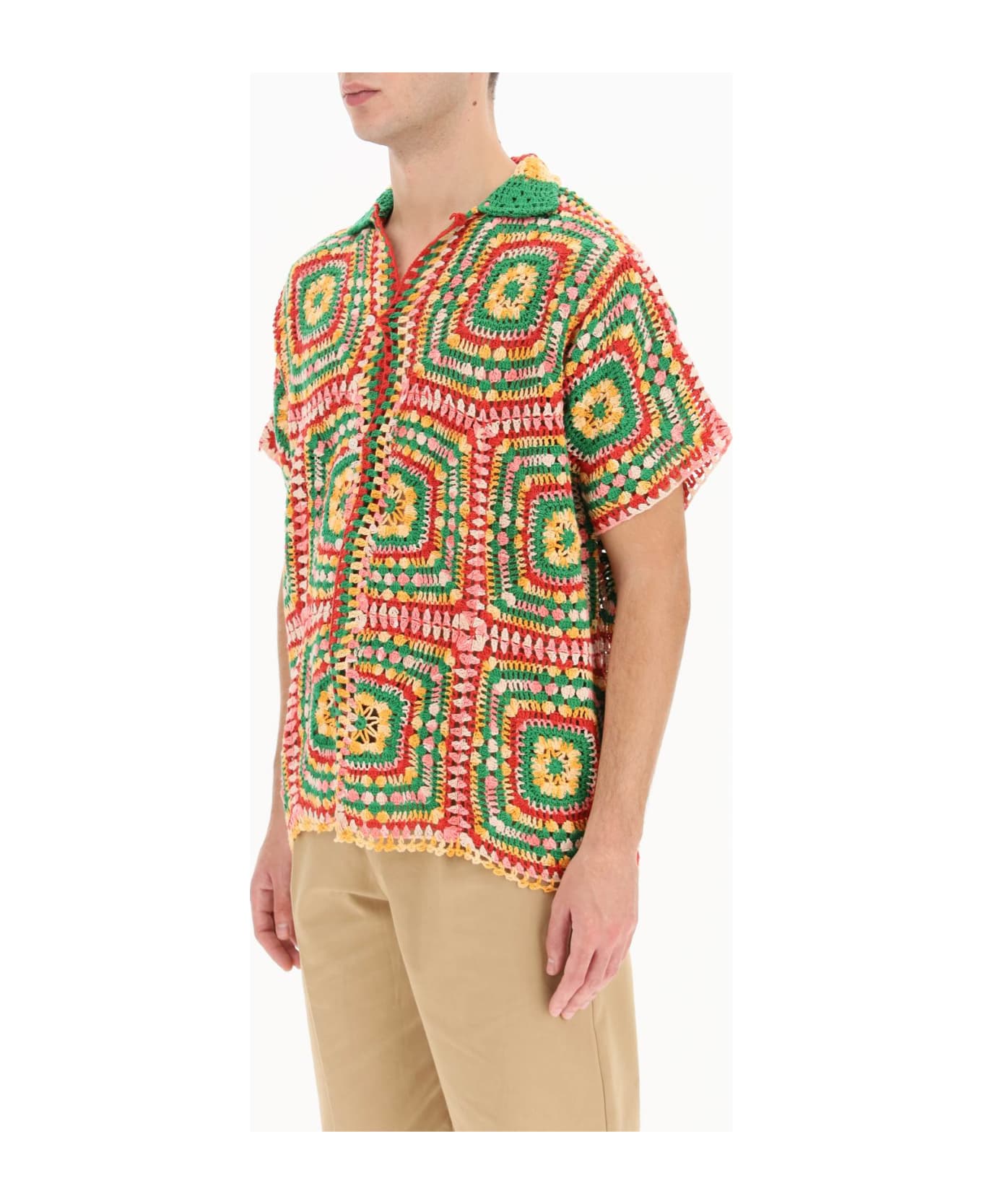 bode MANCHESTER CROCHET SHIRT クロシェ シャツ BODE Manchester Crochet Short Sleeve Shirt - multi | Garmentory