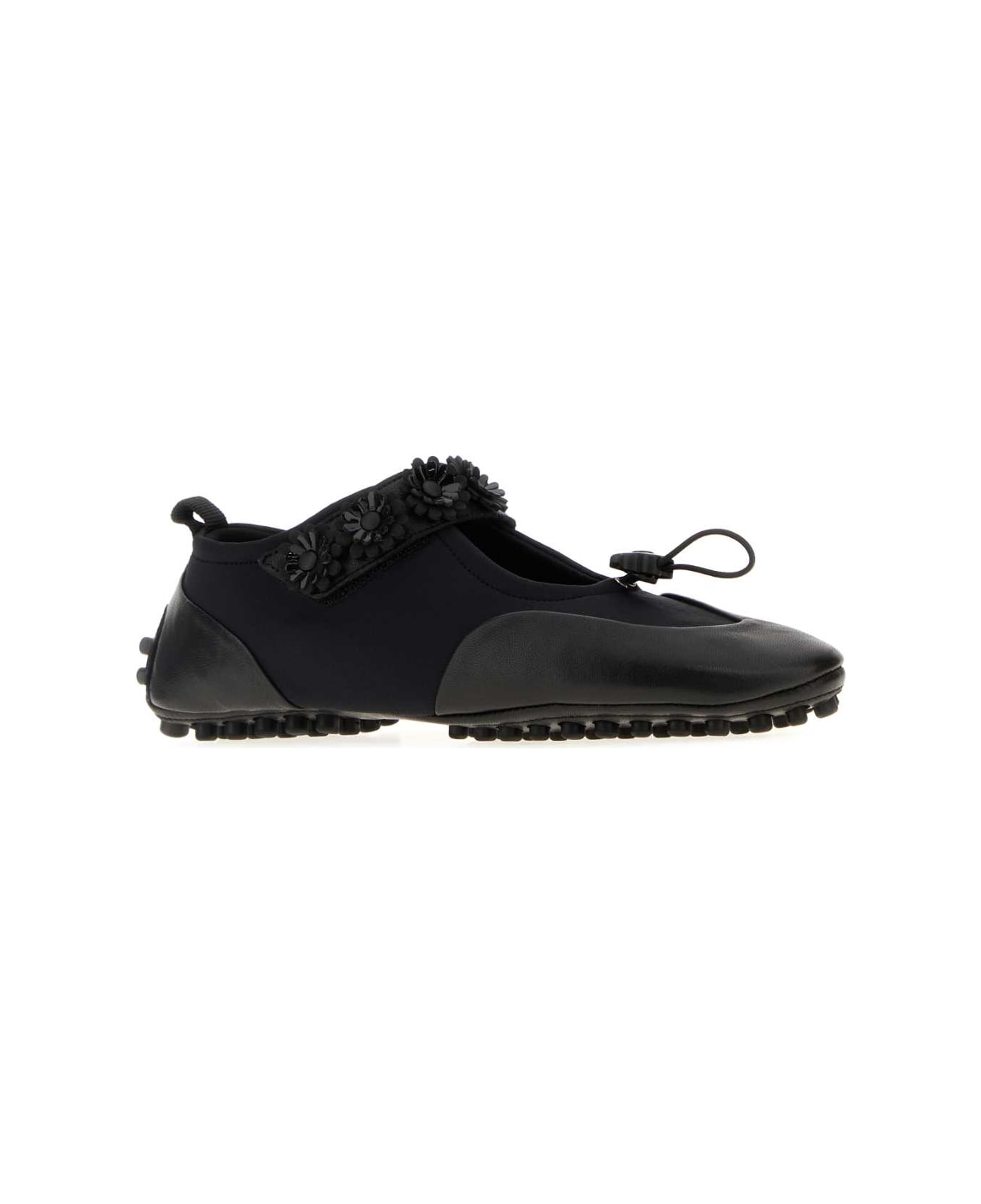Cecilie Bahnsen Black Leather And Fabric Bess Ballerinas - BLACK