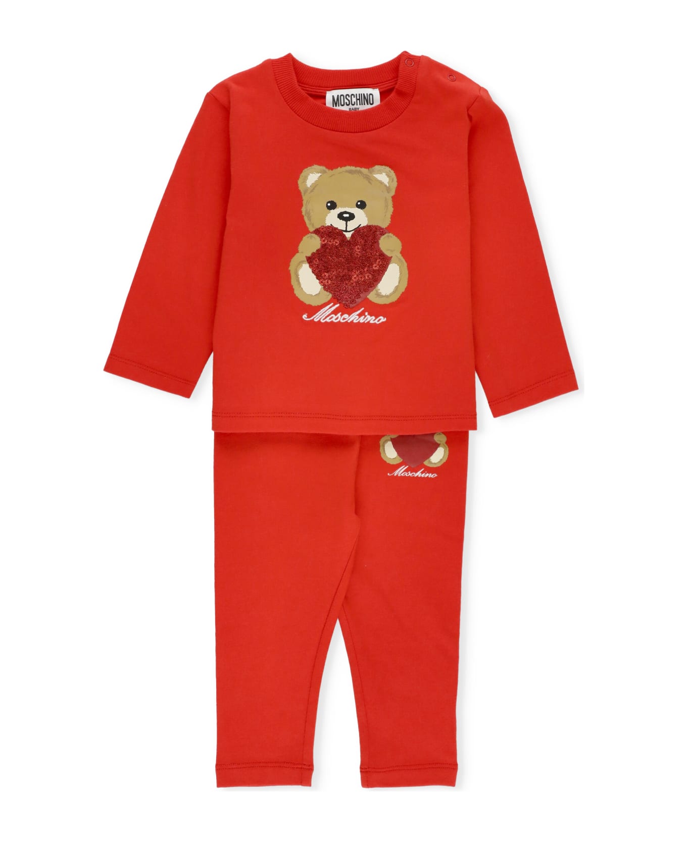 Moschino Heart Teddy Bear Two-piece Set - Red