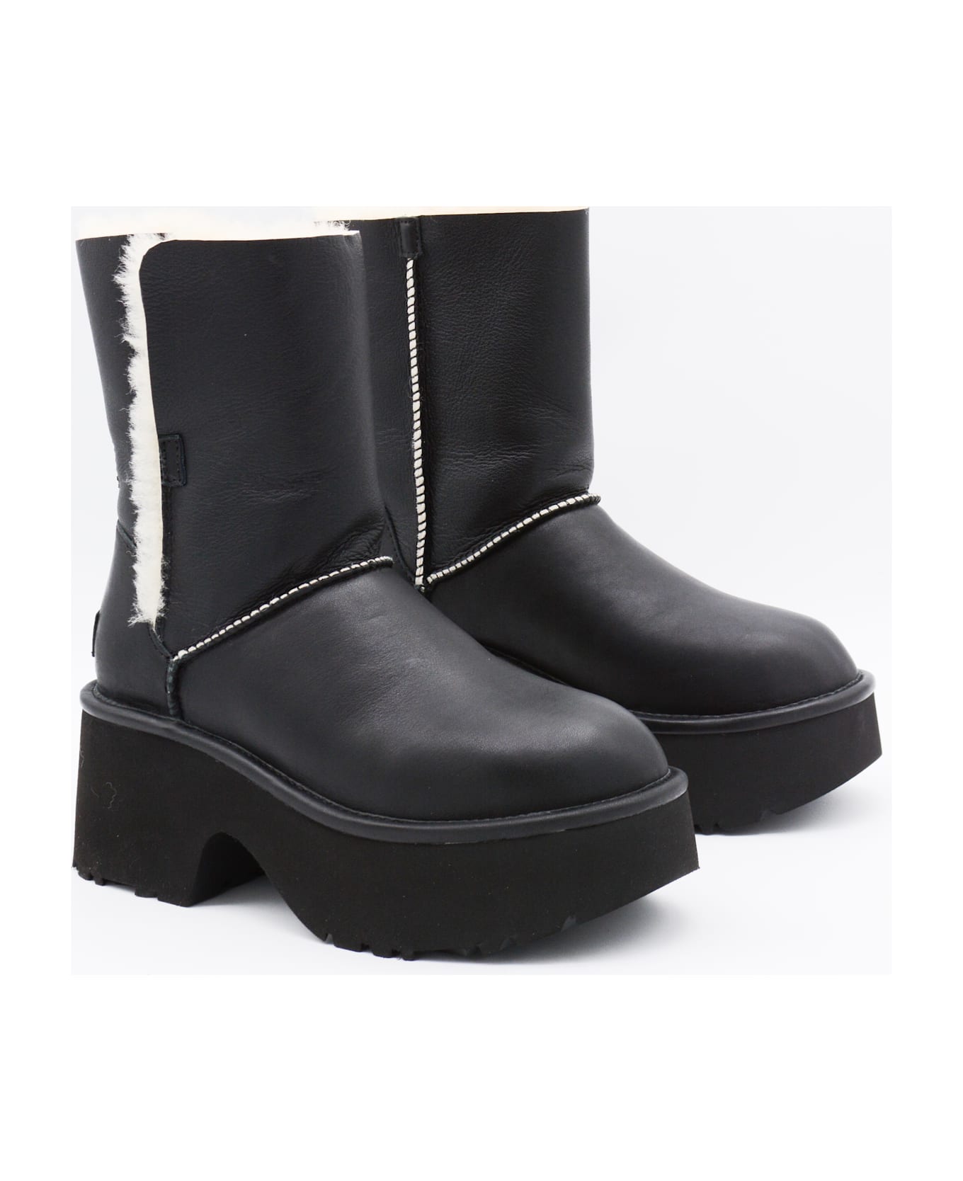 UGG Black Leather Esme Boots - Black