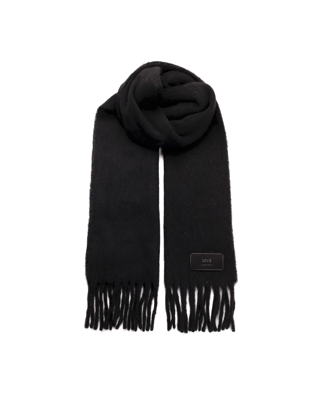 Ami Alexandre Mattiussi Black Scarf With Fringes - WOOL TRICONTINE BLACK