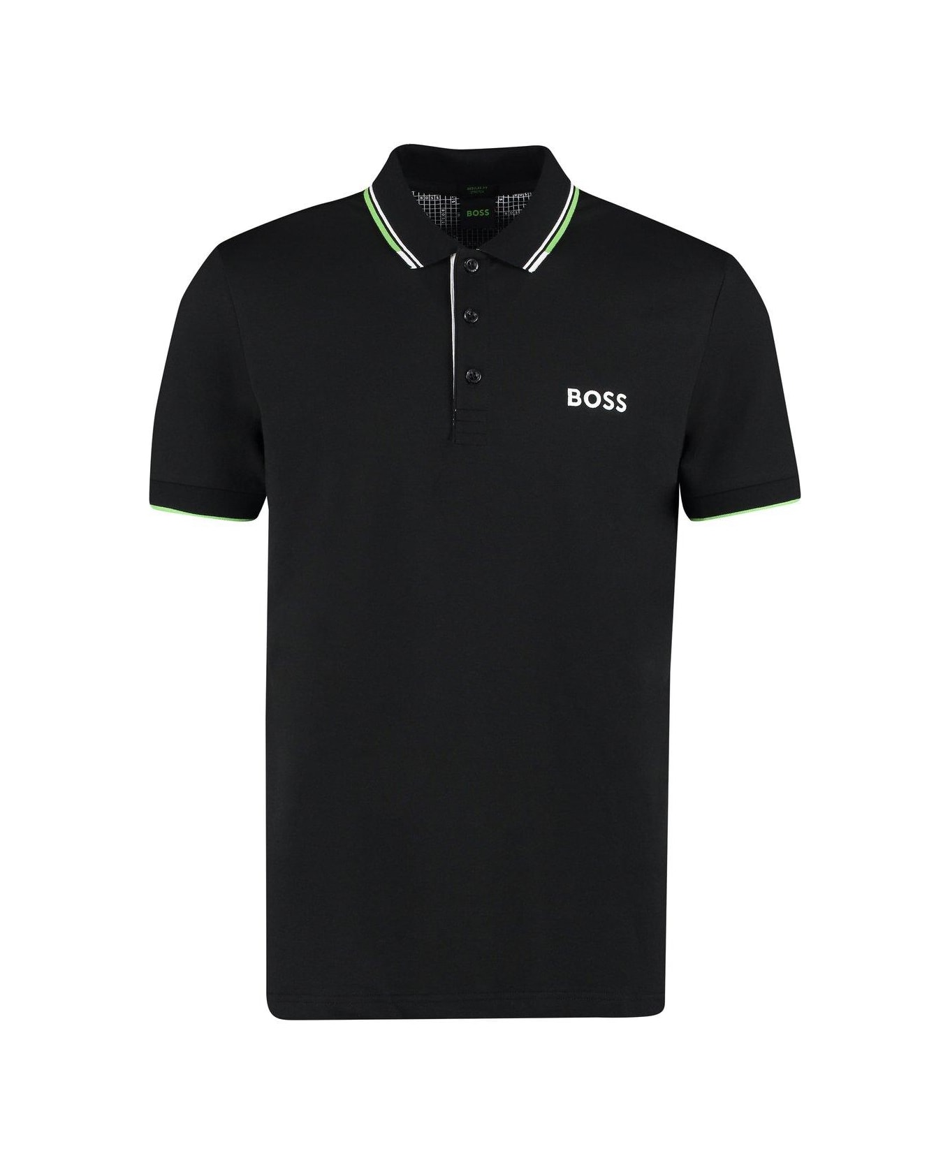 Hugo Boss Logo Embroidered Short-sleeved Polo Shirt - BLACK