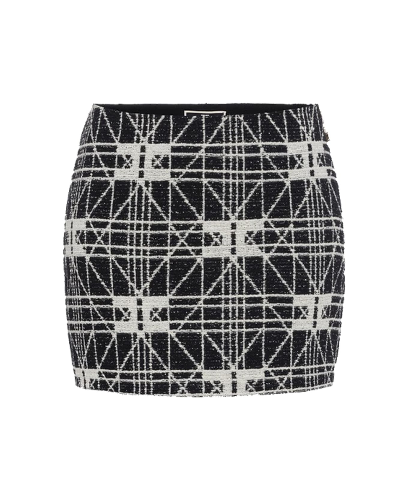 Elisabetta Franchi Tweed Skirt With Logo - Black