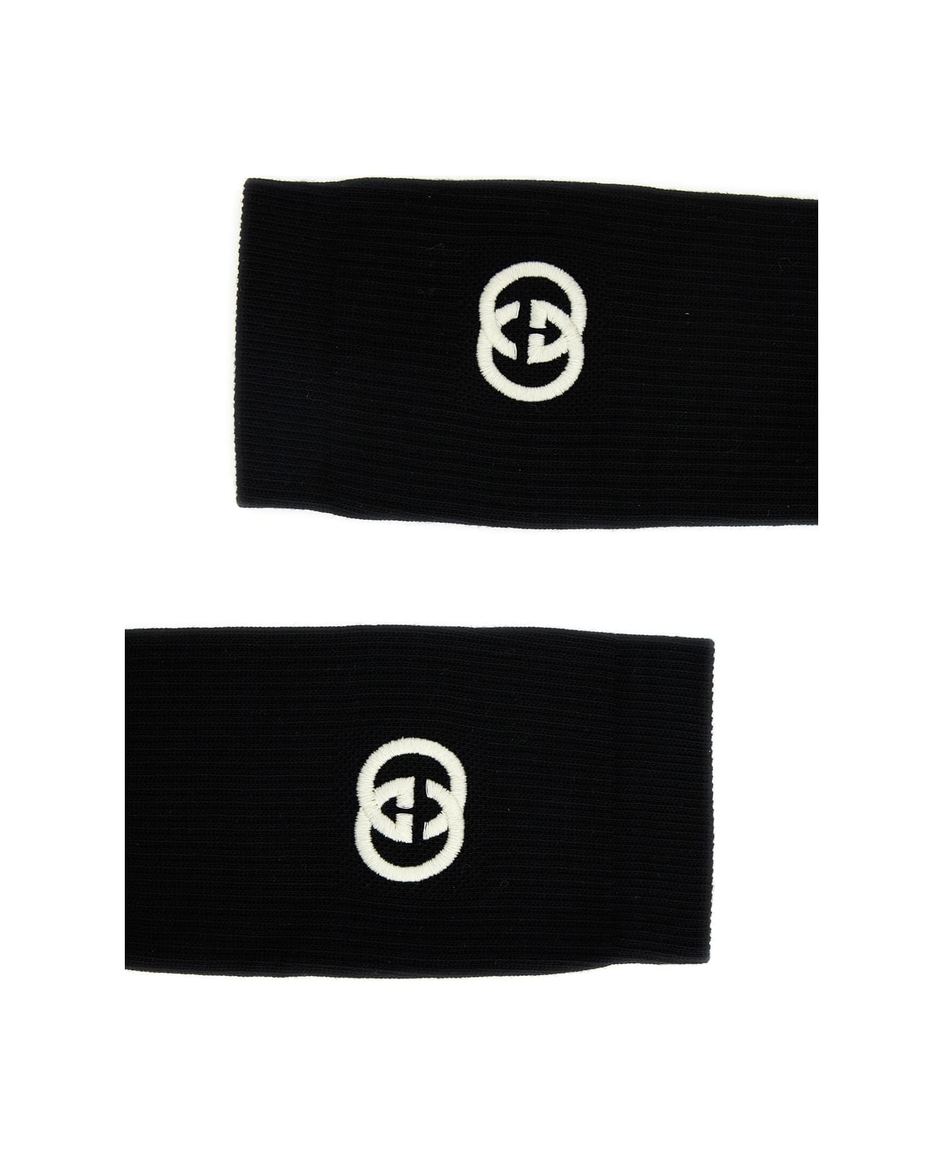 Gucci Black Gg Logo Socks In Cotton Man - Black