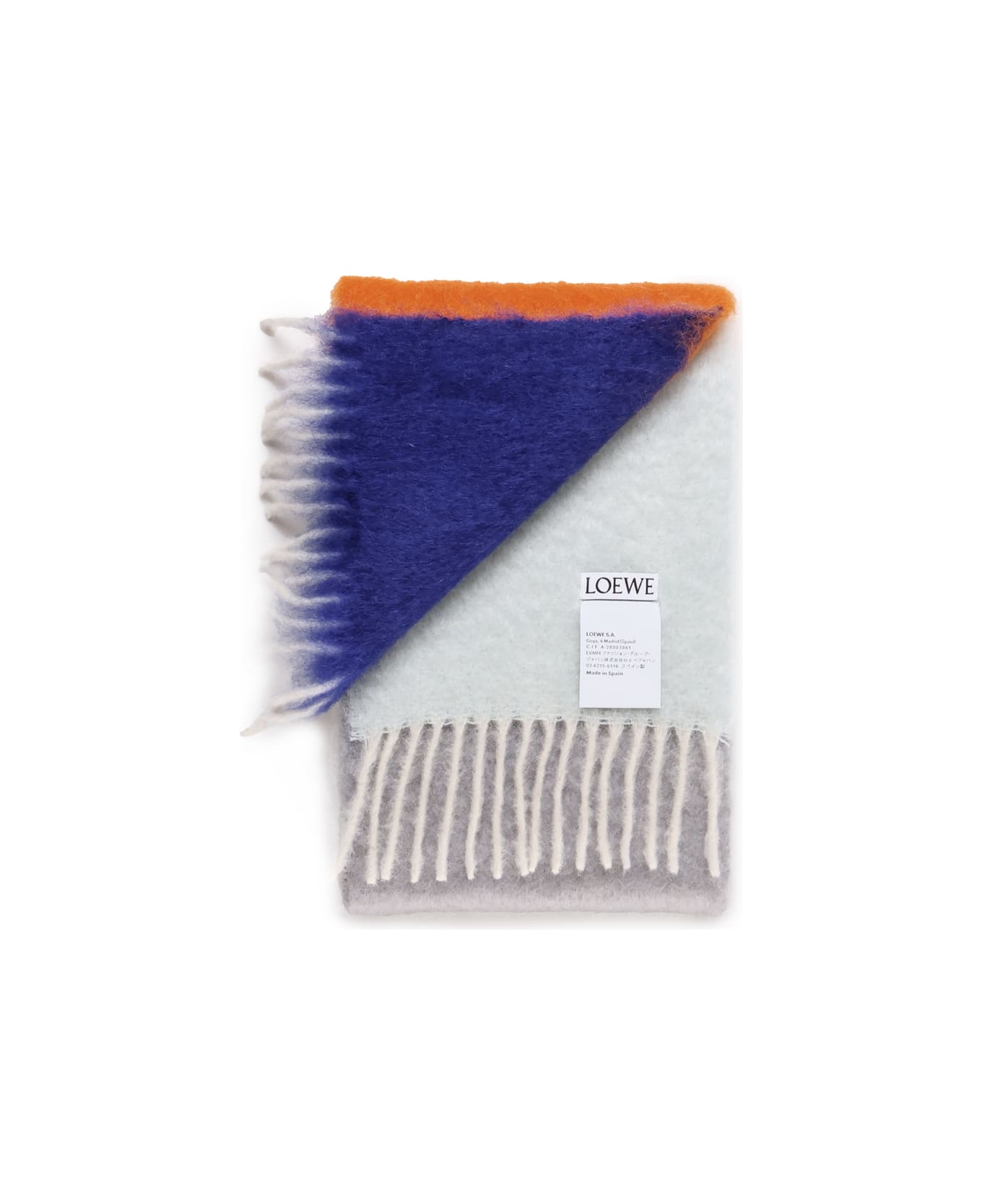 Loewe Wool And Mohair Striped Scarf - Blue, orange, grey スカーフ＆ストール