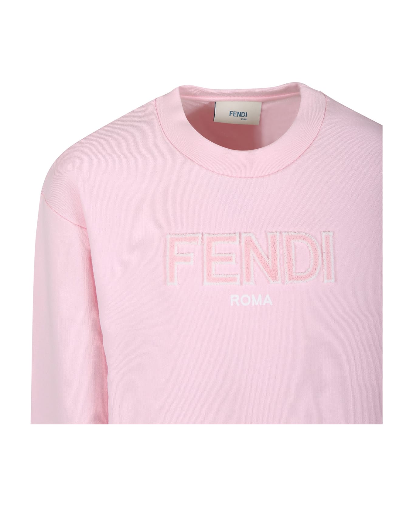 Fendi Pink Sweatshirt For Girl With Fendi Logo - Pink ニットウェア＆スウェットシャツ