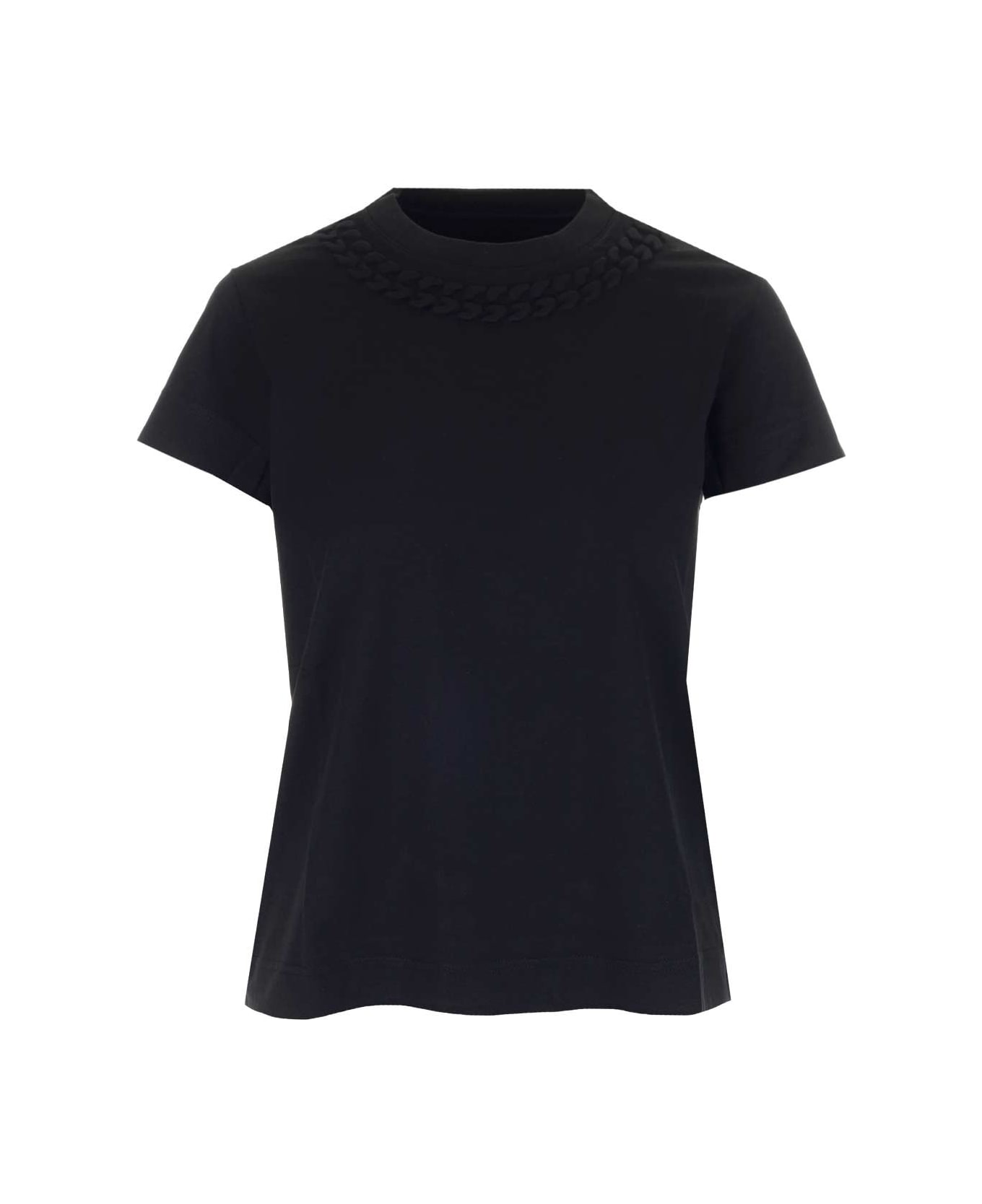 Givenchy Embossed Chain Collar Slimfit Tshirt - BLACK