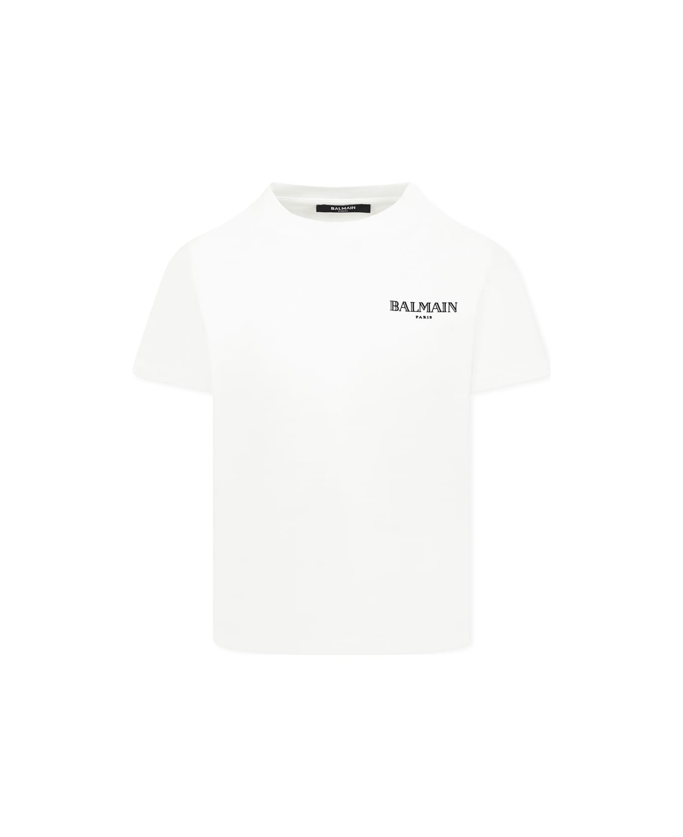 Balmain White T-shirt For Kids With Logo - White