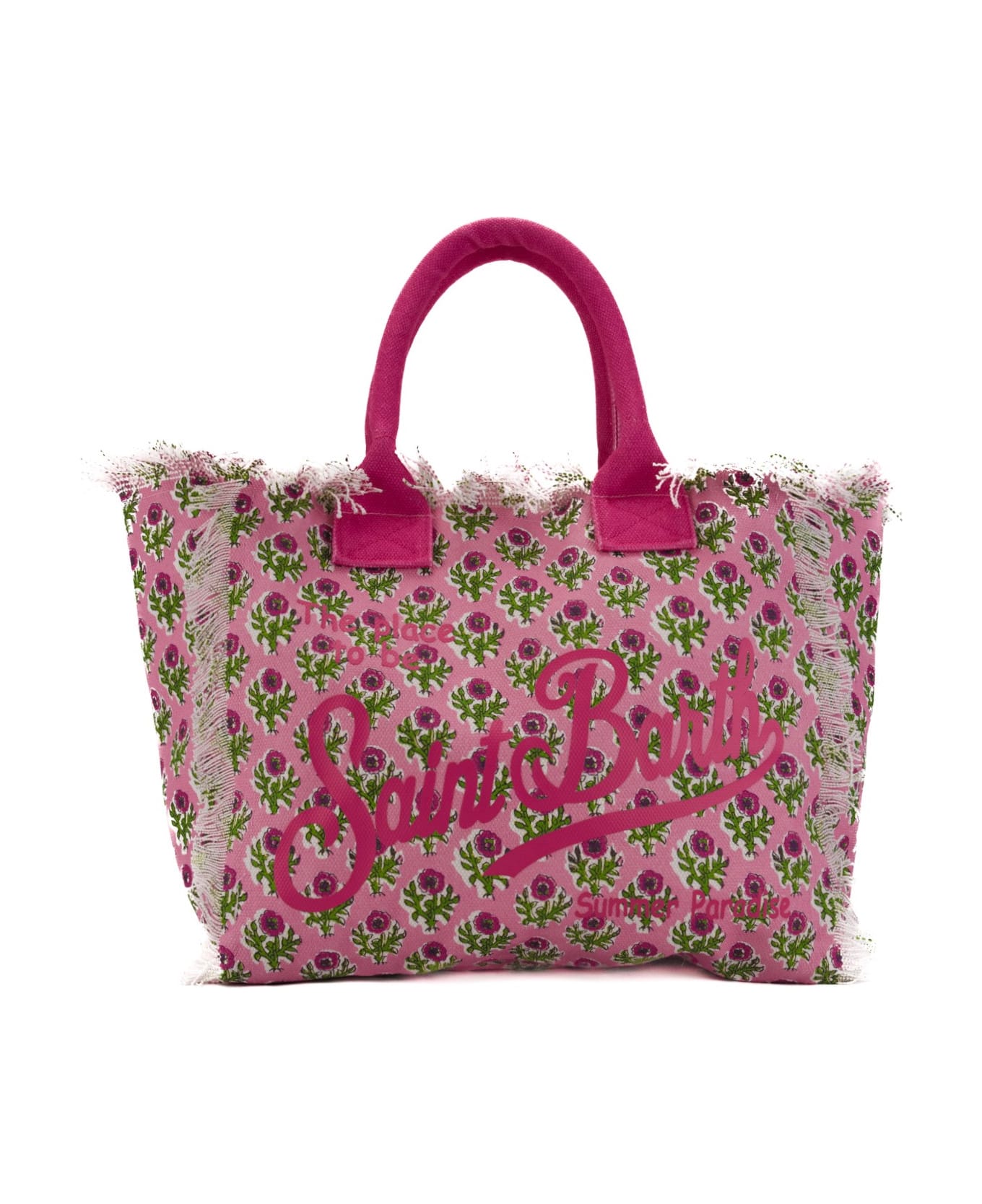 MC2 Saint Barth Vanity Radical Flowers Bag In Pink Canvas - Rosa