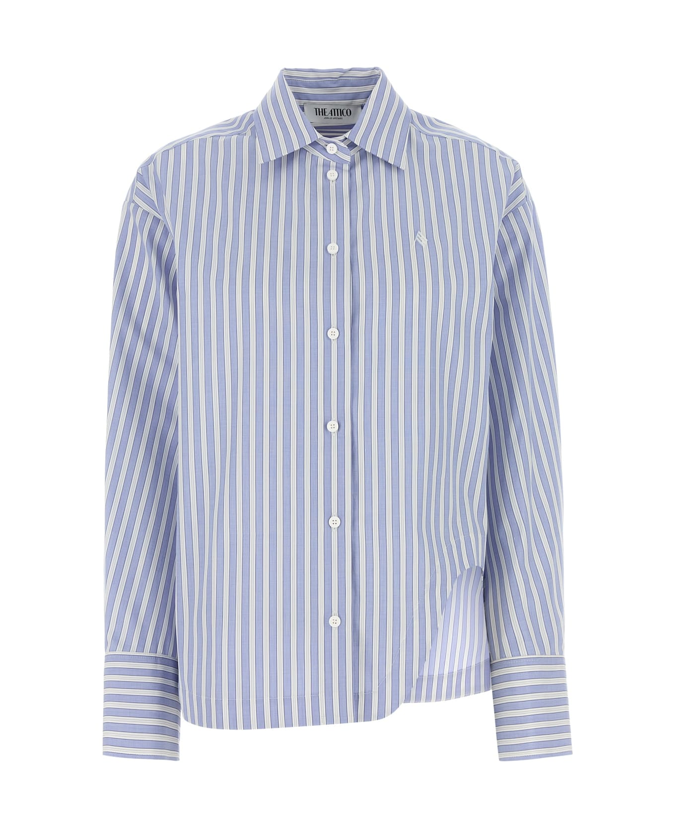 The Attico Embroidered Poplin Shirt - WHITENAVYBLUE