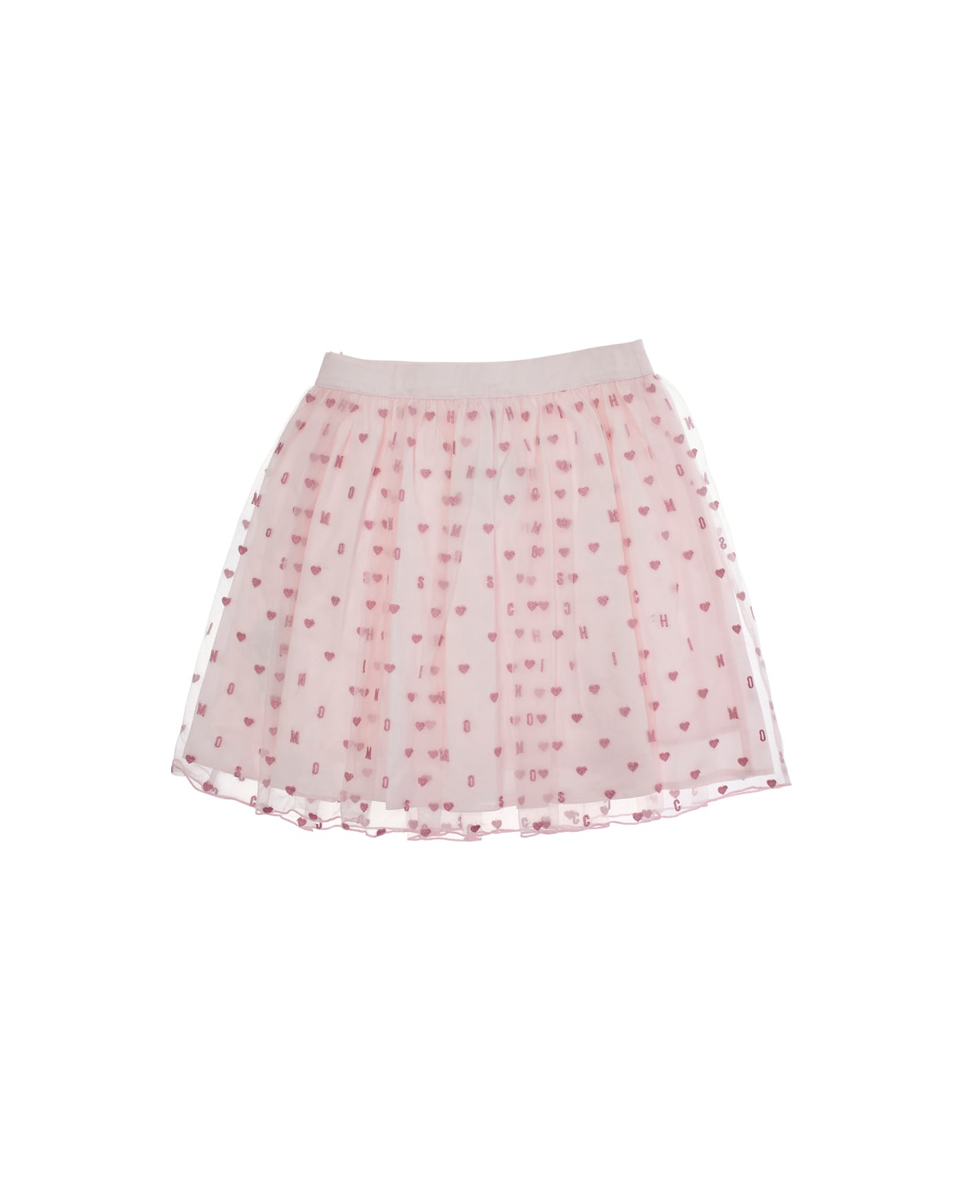 Moschino Pink Skirt With All-over Jacquard Motif In Cotton Girl - Pink