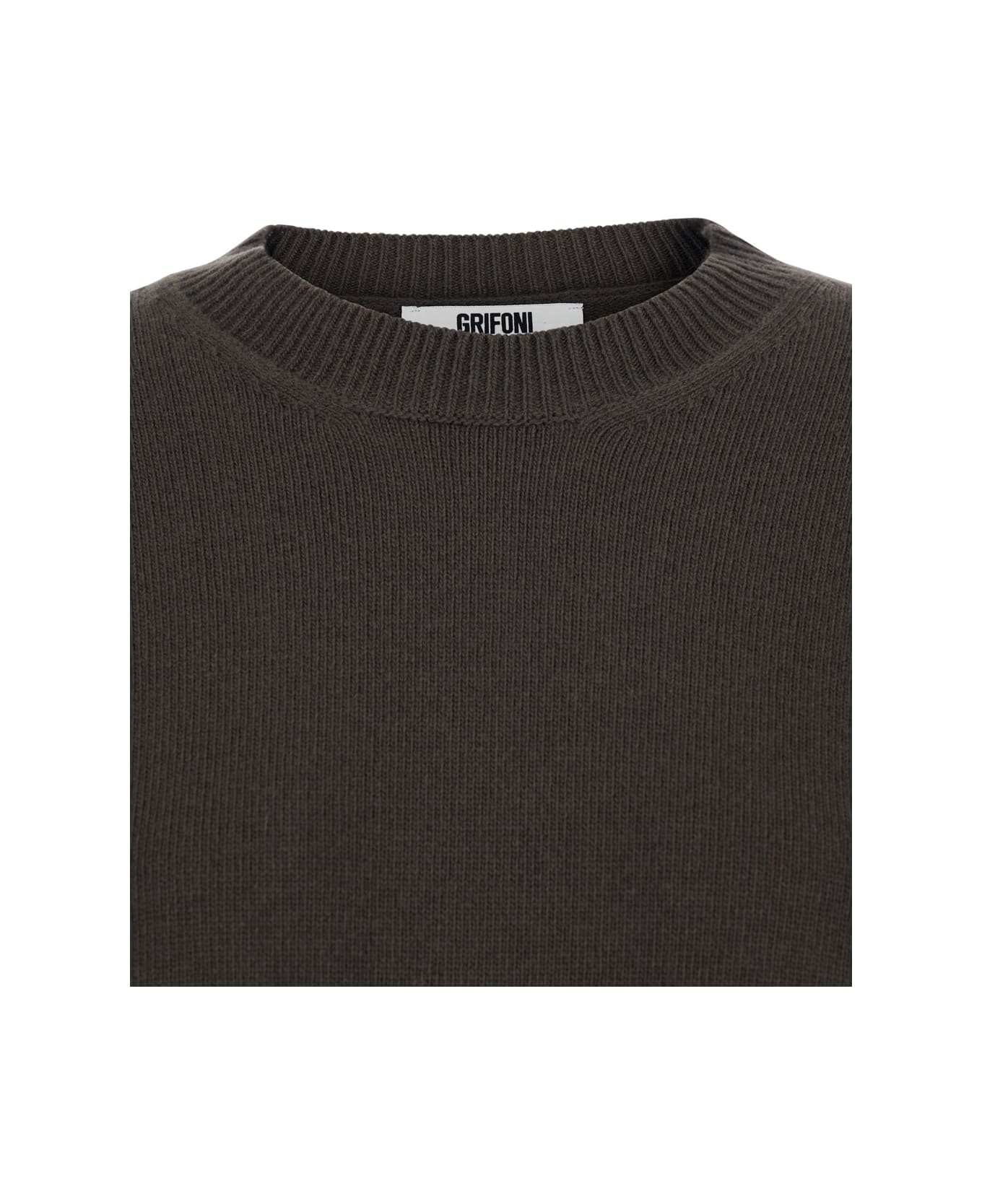 Mauro Grifoni Brown Oversize Crewneck Sweater With Ribbed Trims In Cotton Woman - Brown