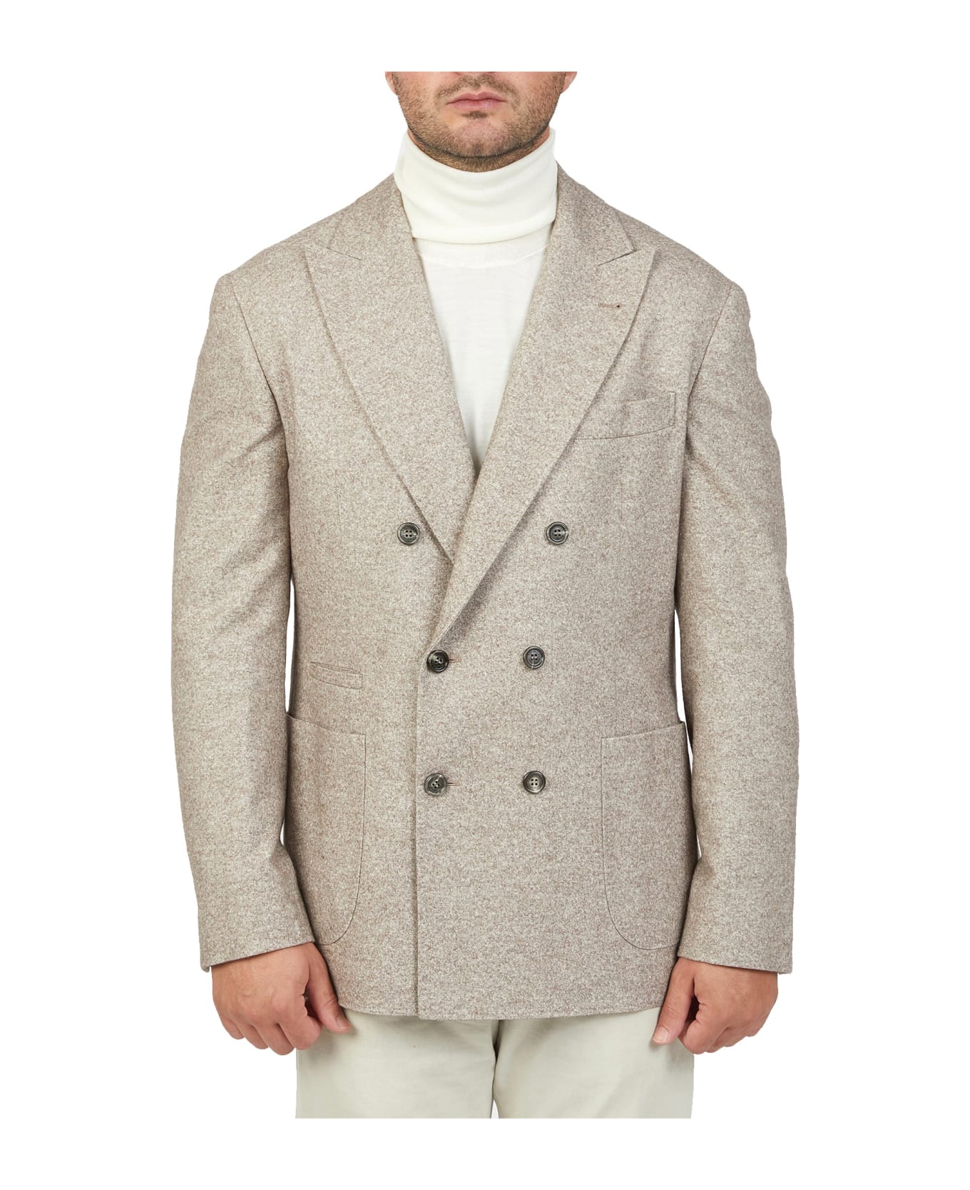 Brunello Cucinelli Double-breasted Wool Jacket - Beige ブレザー