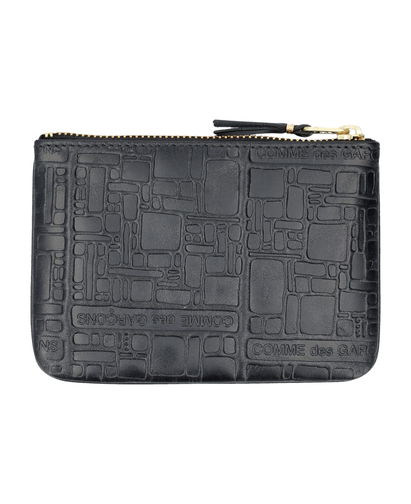 Comme des Garçons Wallet Embossed Logotype Xsmall Pouch - BLACK